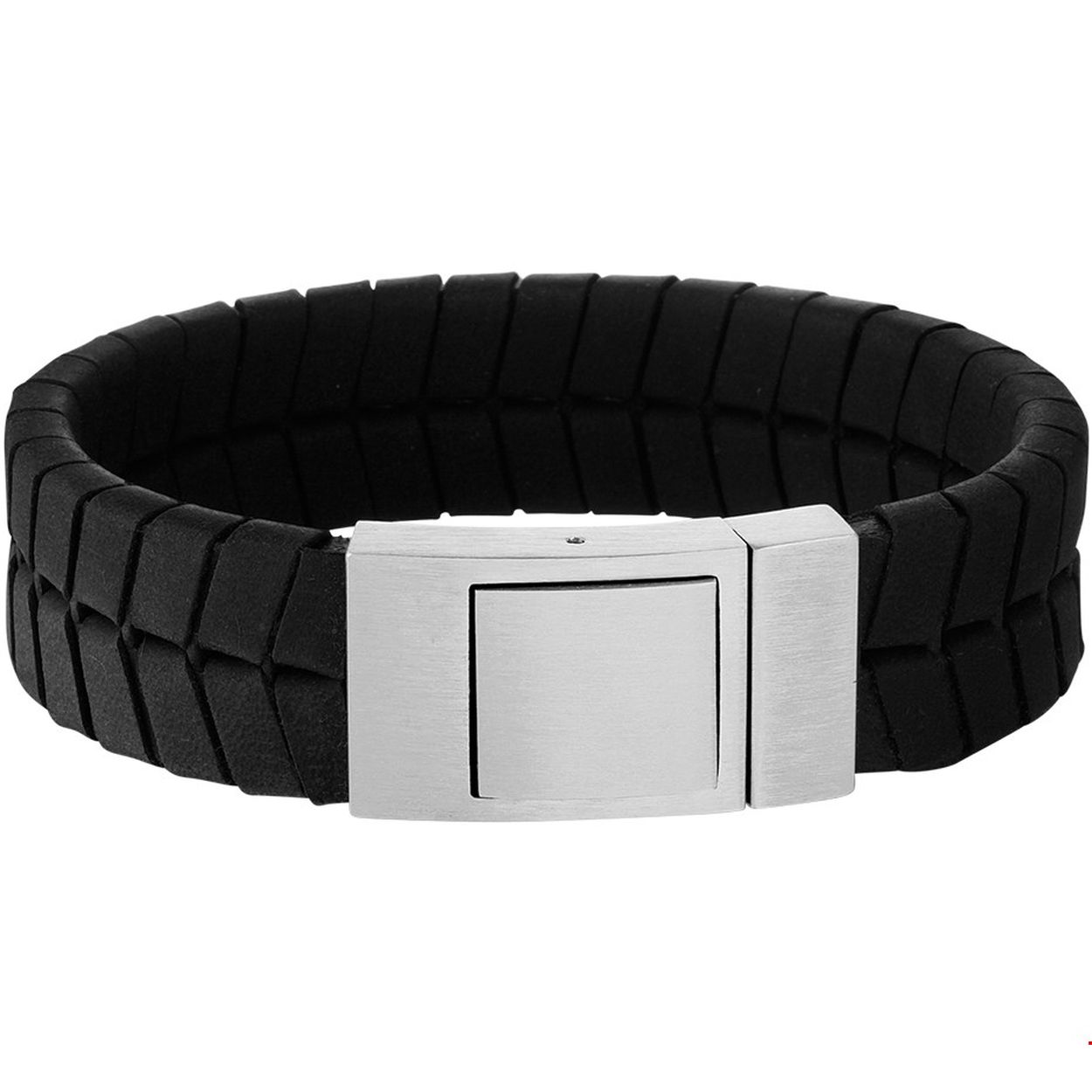 Beschrijving: Stoer staal en leren heren armband met een lengte van 21cm en 18mm breed in de kleur  zwart. Tip: Leuk om kado te doen! Maar zeker ook om te krijgen! Wenslijstje!!
Doelgroep: heren
Breedte: 18 mm
Langste lengte: 21 mm