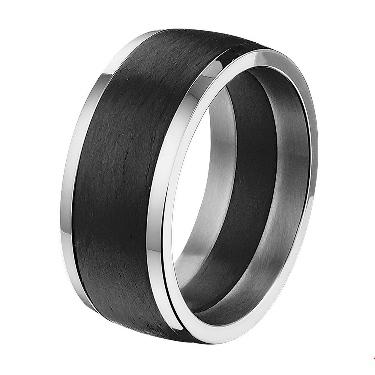 Stoere trendy edelstalen herenring van 10mm breed uitgevoerd met carbon. De ring heeft door het carbon een stoere en robuuste uitstraling. De ring is verkrijgbaar in verschillende maten. Tip: Leuk om kado te geven!