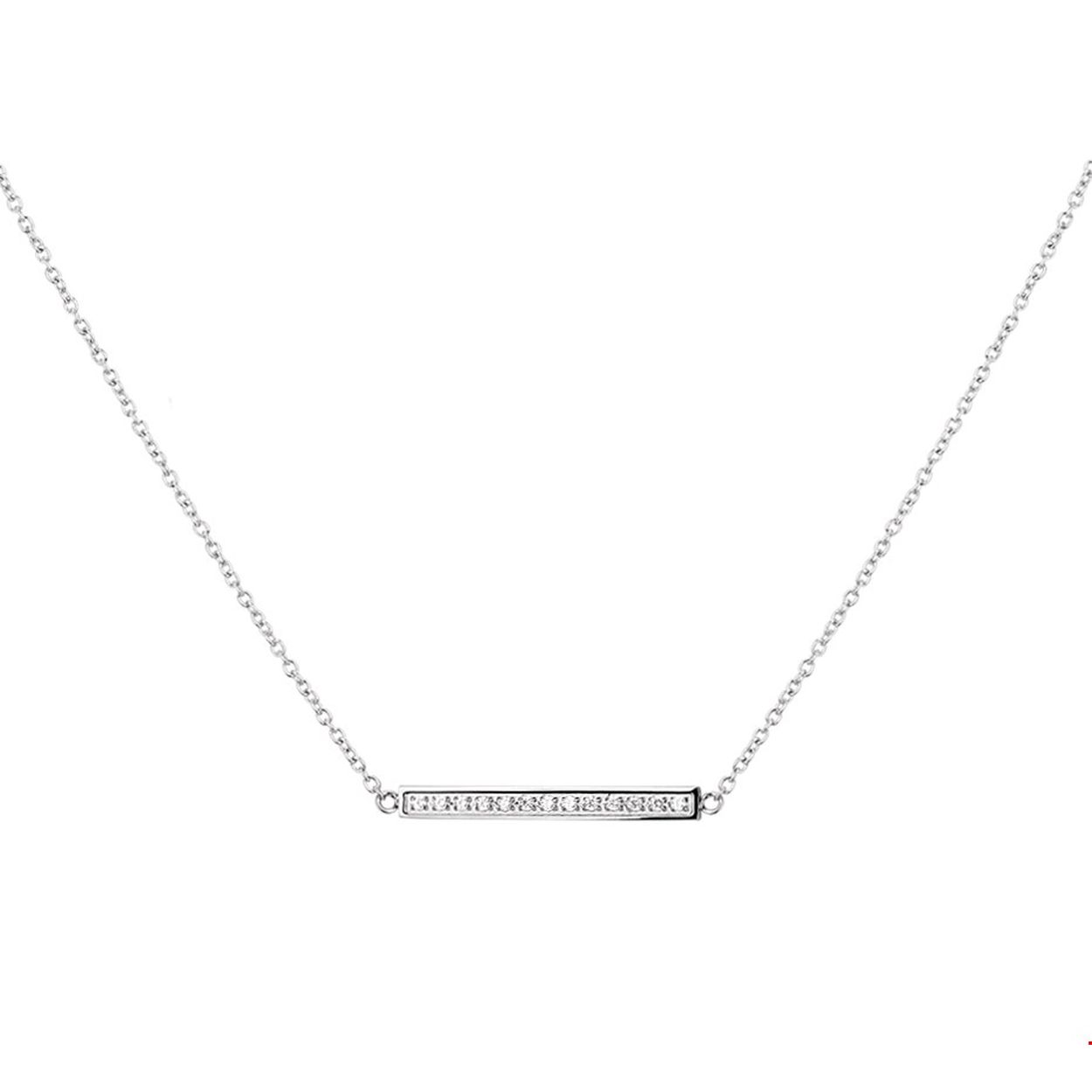Beschrijving: Stijlvol stalen 1.6mm anker collier met een lengte van 42cm en een extensie van 3cm uitgevoerd met balkje vol met briljant geslepen zirkonia. De heldere zirkonia stenen stralen elegantie uit en maken jou outfit helemaal af!. Tip: Combineer dit collier met bijpassende sieraden uit onze collectie voor een oogverblindende stralende set!.
Verpakt per: 1
Doelgroep: dames
Breedte: 24.5 mm
Kortste lengte: 42 mm
Langste lengte: 45 mm
Hoogte: 2.5 mm
Zetting: alliance (rijzetting)