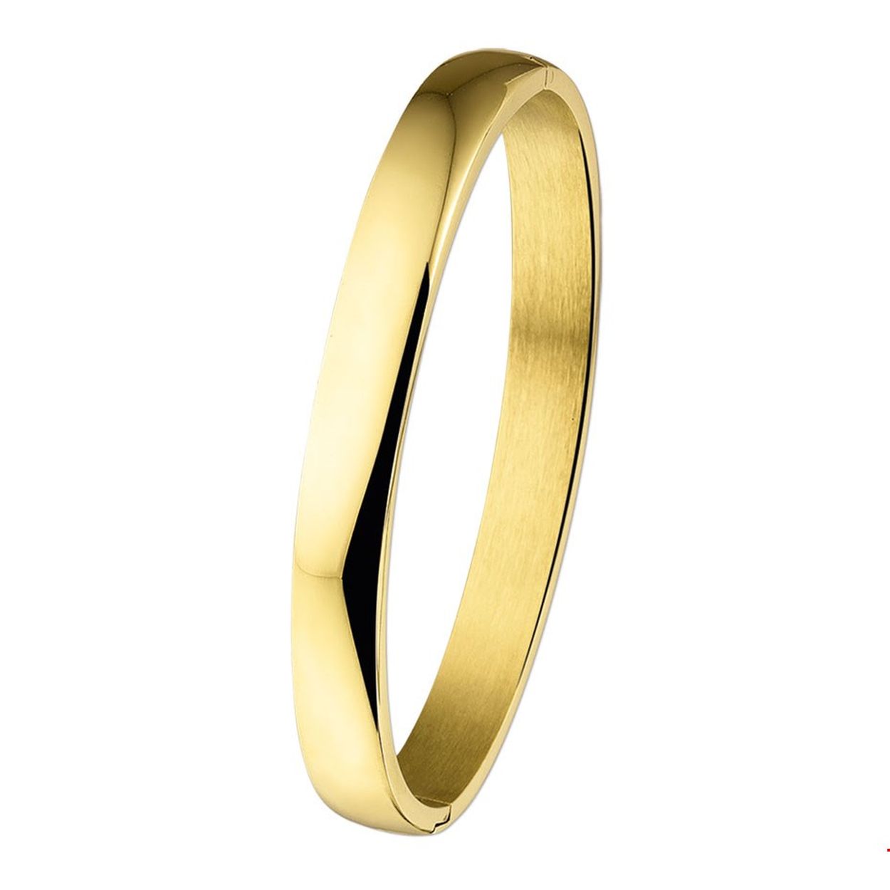 Beschrijving: Stalen Bangle armband met een poli afwerking. De armband heeft een geelgouden PVD-plating. 
Verpakt per: 1
Doelgroep: dames
Breedte: 8 mm