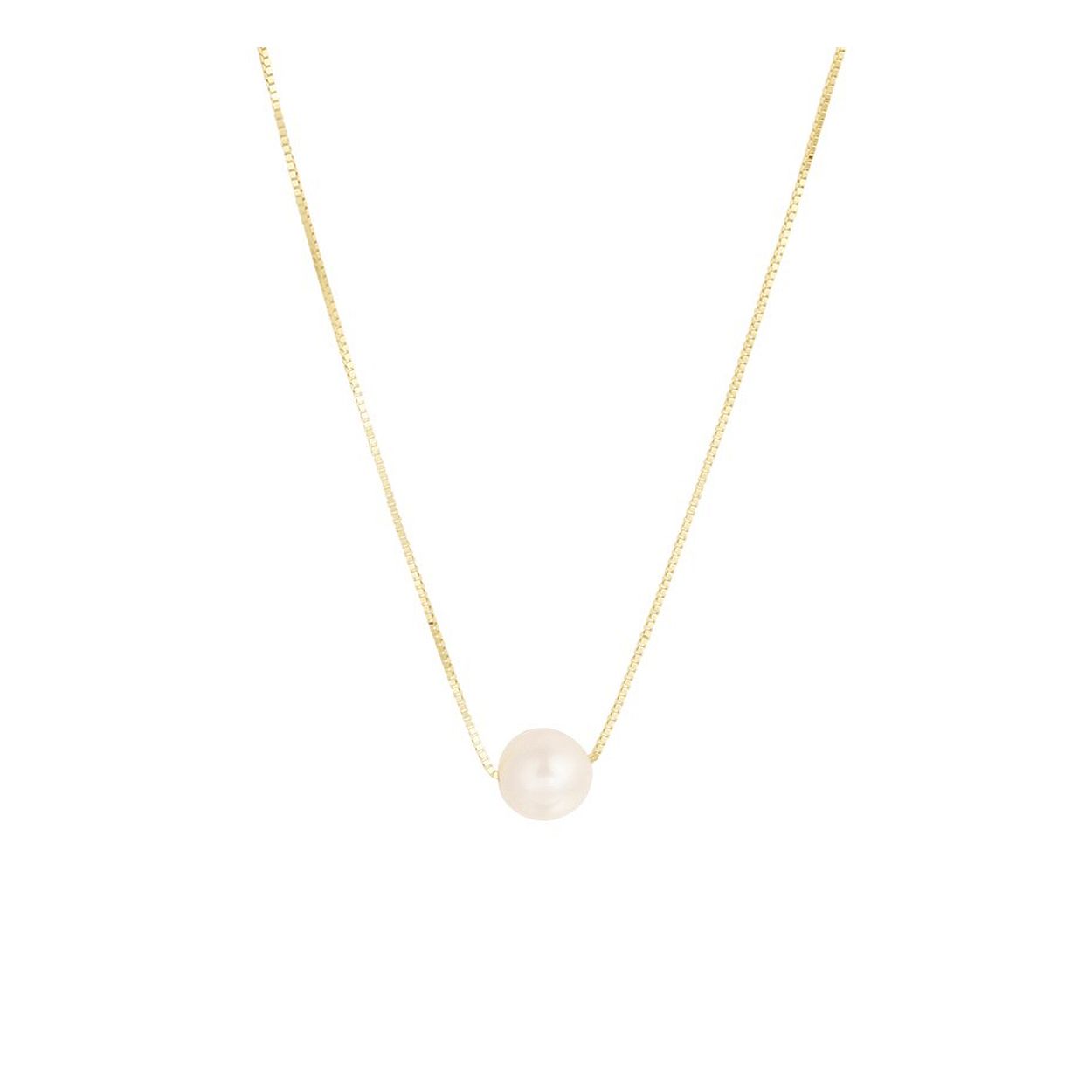 9k Geelgouden collier uitgevoerd met een schitterende zoetwaterparel. Het collier heeft draaglengtes van 42 en 45cm. De parel heeft een afmeting van 6.5mm.