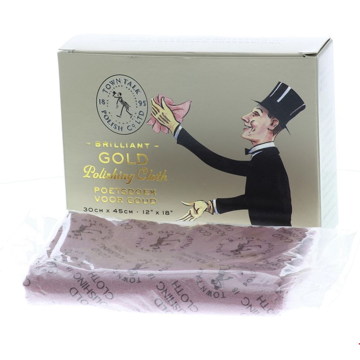 Town Talk flanellen poetsdoek voor gouden sieraden. Poets donkere of sieraden welke niet meer glimmen op met deze gouddoek.
Afmeting: 45 x 30 cm.