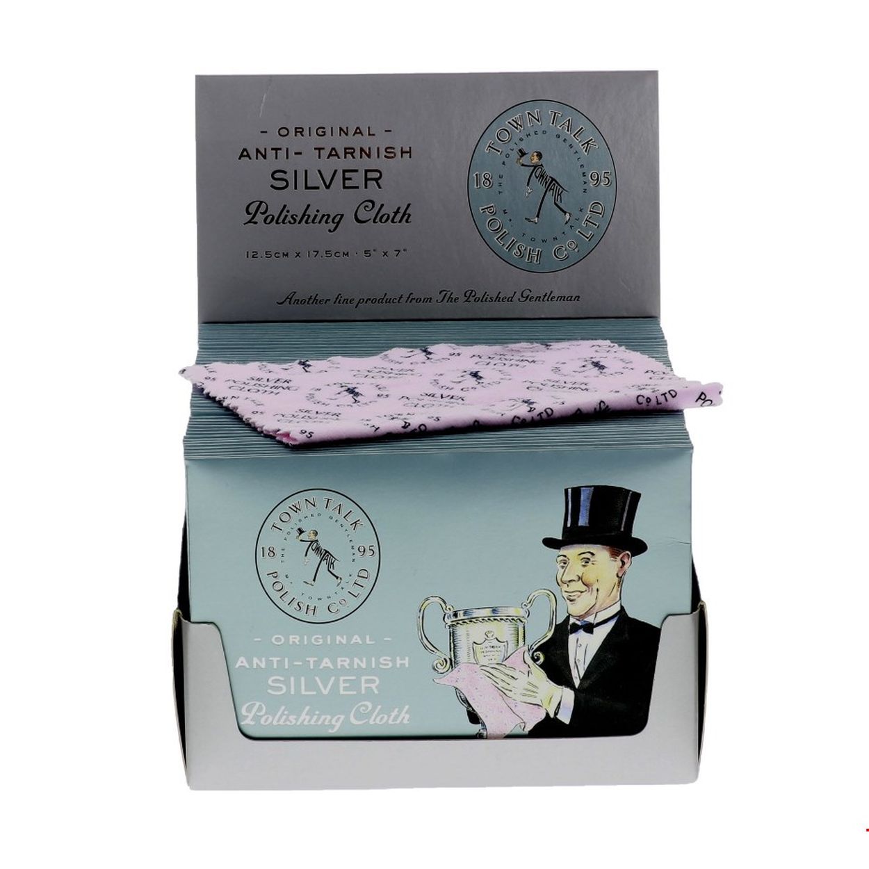 Town Talk flanellen poetsdoek met een aanslagwerende werking voor zilver sieraden. De poetsdoek geeft uw sieraden een briljante en langdurige glans. De poetsdoek is  geïmpregneerd met een polijst en schoonmaak substantie.  De doek is gebruiksklaar en mag niet worden gewassen. Afmeting; 12,5x12,5cm.