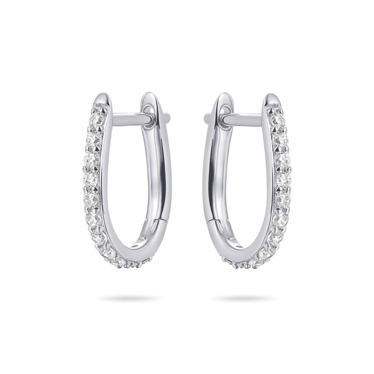 creool zilver | ovaal | zirconia's 
diameter 14mm 
breedte 2mm 