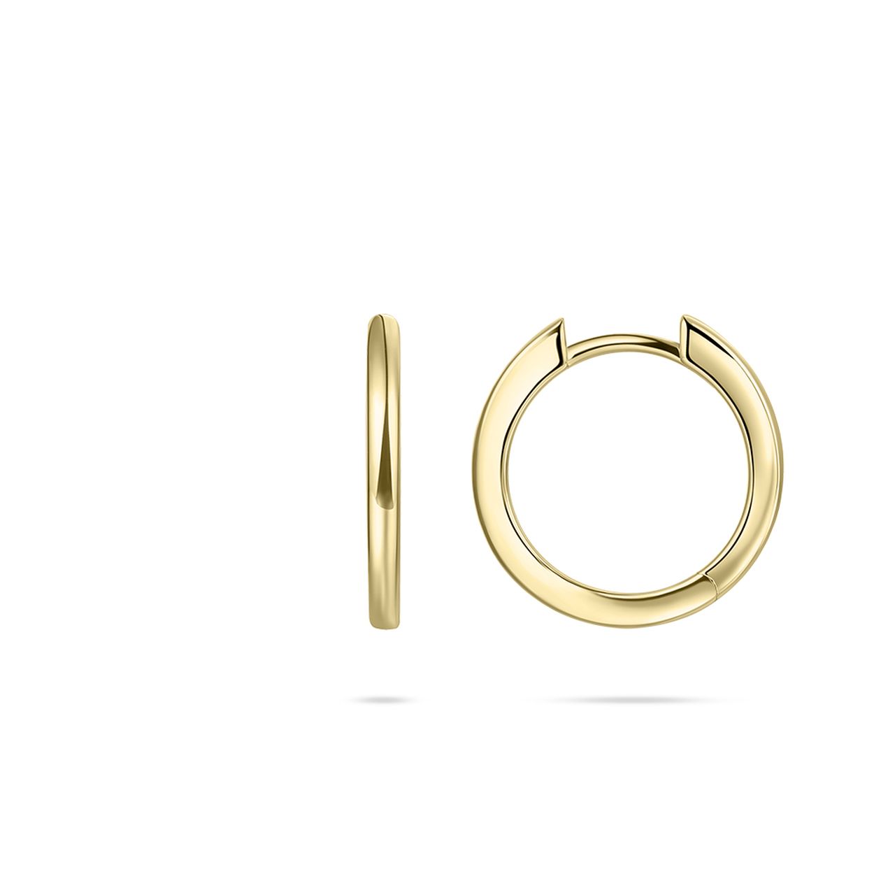De oorringen hebben zijn half bol glad met een stevig scharnier. Hij is 2mm breed en heeft een diameter van 18mmØ.
De oorringen zijn voorzien van een hoogwaardige geelgouden vergulde laag, die er voor zorgt dat het zilver niet oxideerd en de mooie glans behoud.