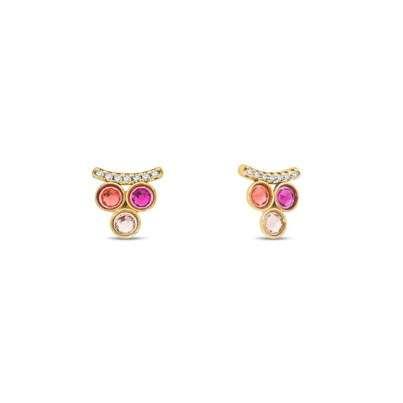Spark GRAPPE gilded Earrings Padparadscha, Fychsia,Vintage Rose