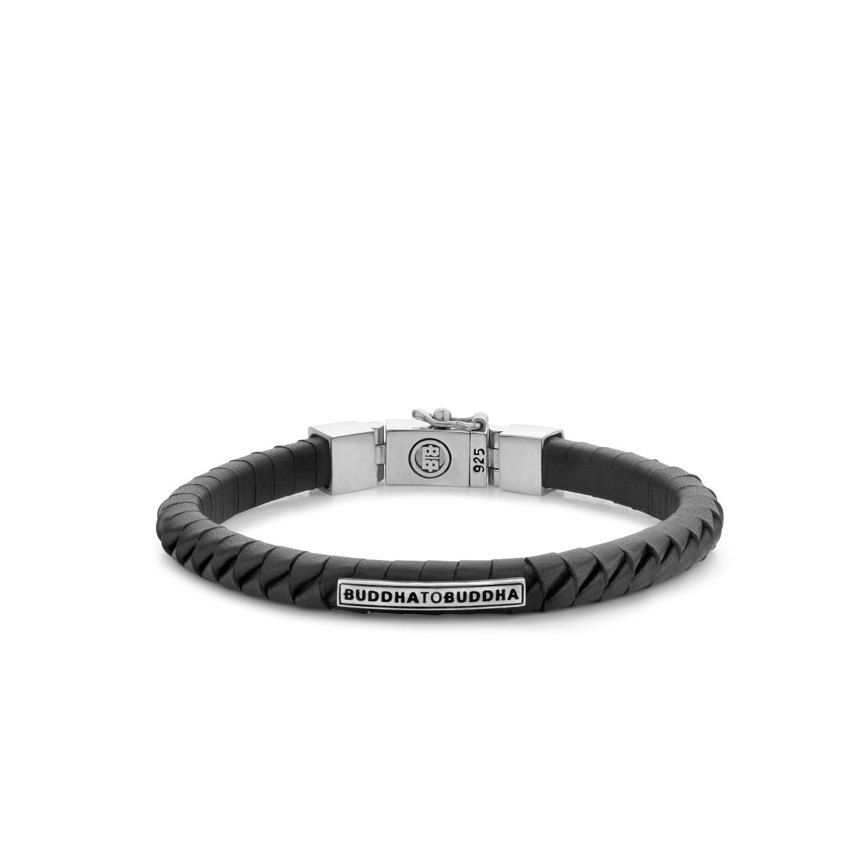 Buddha to buddha zilveren 162BL F - KOMANG SMALL LEDER ARMBAND ZWART 001J051620313