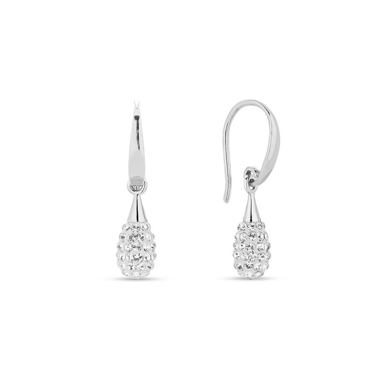 Maak je looks compleet met deze prachtige kristal Studs Oorbellen van SPARK Jewelry voor dames. 
Deze oorhangers zijn afkomstig van het merk Spark Jewelry en behoren tot de Pave Drop collectie. Deze oorhangers bestaan uit een slanke haak die u gemakkelijk door uw oor steekt, met daaronder een druppelvormige hanger die onderaan voorzien is van meerdere pavé gezette kleurloze Swarovski kristallen die mooi glinsteren. Op de Swarovski kristallen na zijn deze oorhangers gemaakt van 925 sterling zilver, de allerbeste kwaliteit zilver, en voorzien van een fijntjes gepolijst oppervlak dat mooi glanst. Spark Jewelry staat garant voor de mooiste sieraden die gebruik maken van de schitterende Swarovski kristallen.