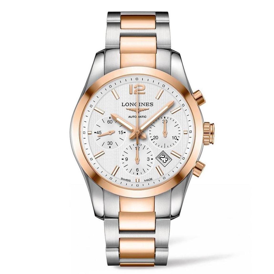 Longines Conquest Classic staal/18krt goud, heren, brac.automatic chronograaf serie nr. 39474863