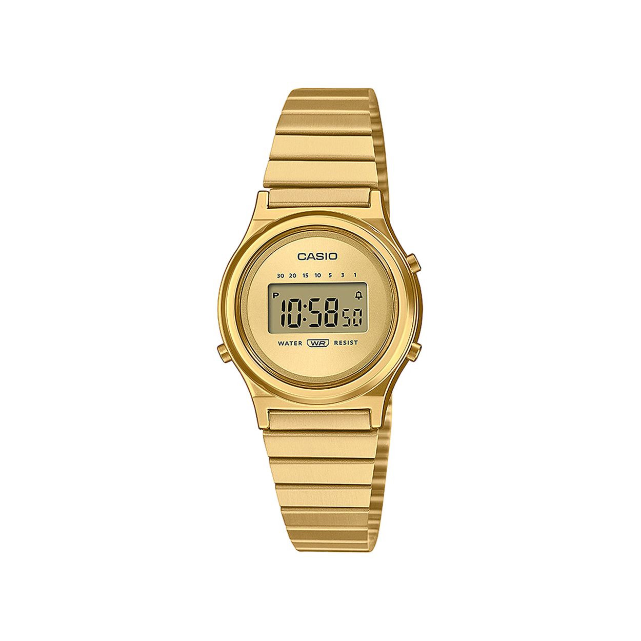Dit is een horloge van het merk Casio uit de collectie VINTAGE MINI.

De eigenschappen/specificaties van dit horloge zijn als volgt:
- Stopwatchfunctie - 1/10 sec. - 1 uur
- 7 preset timer (tot 30 min.)
- Dagalarm
- Automatische kalender
- acrylglas
- Kunststof Kast
- Edelstalen armband
- Armband met IP-afwerking
- Verstelbare sluiting
- 2 jaar - 1 batterij
- Classificatie waterbestendigheid (WR) conform ISO 22810