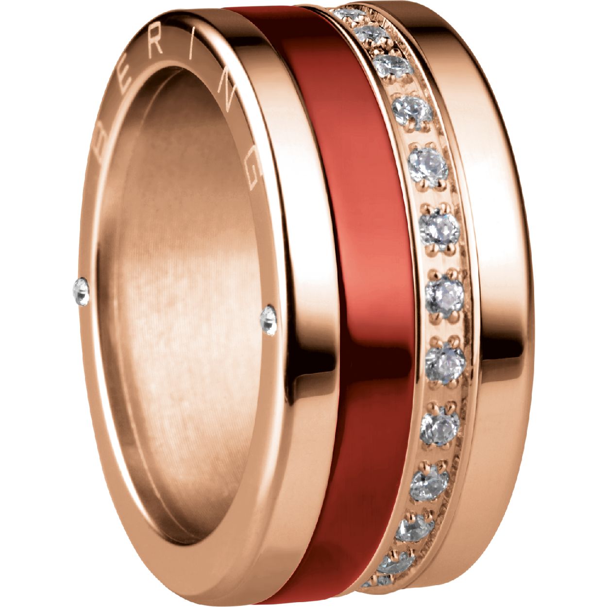 Dit is een prachtige ring van het merk Bering. Dit sieraad is gemaakt van edelstaal. De maat is: 63