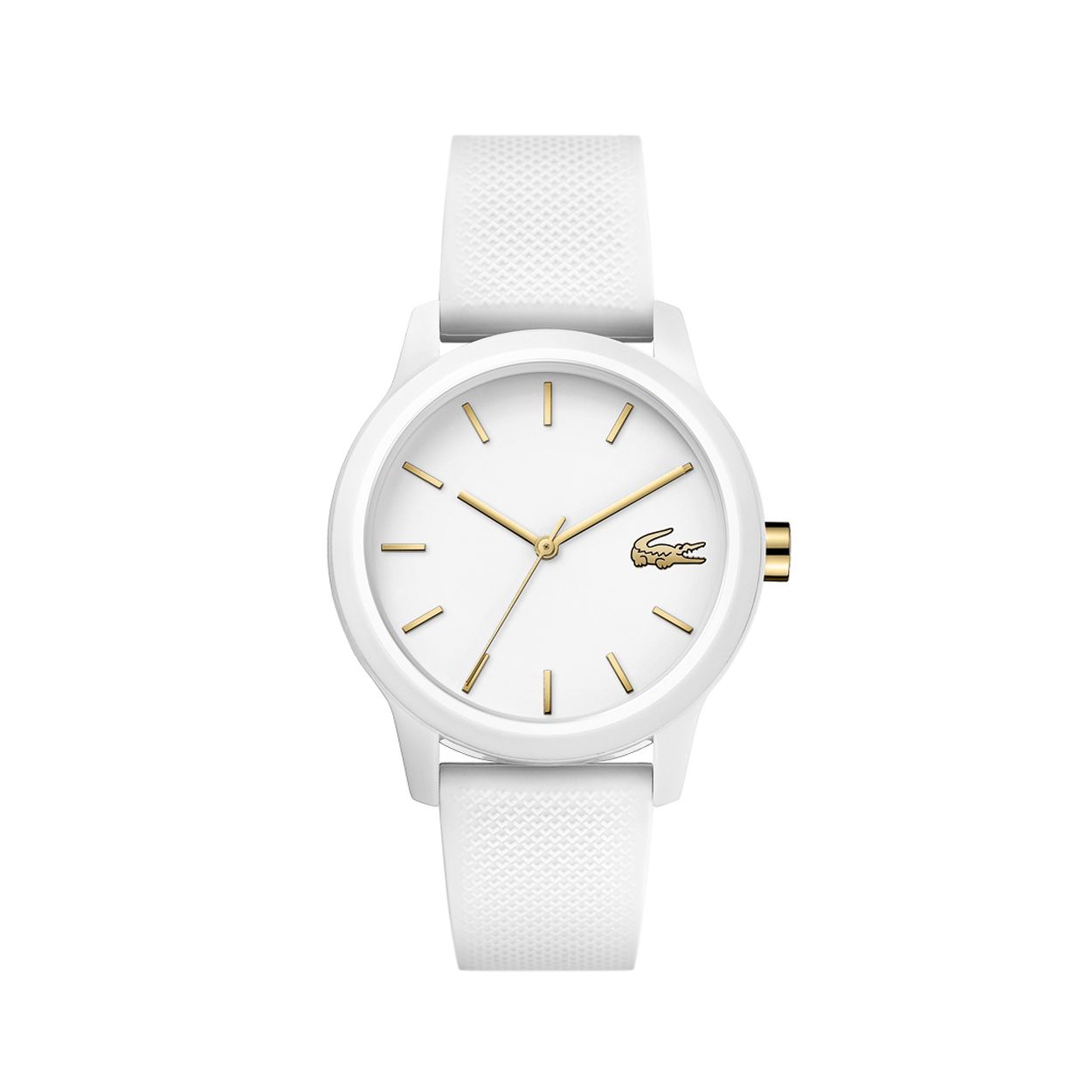 Lacoste LC2001063 L.12.12
Dit dameshorloge uit de Lacoste L.12.12 serie heeft mineraal glas, een witte wijzerplaat en een witte horlogekast met een diameter van 36mm. De band van het horloge is van siliconen.

HET MERK
Lacoste, het verhaal van een iconisch merk. De oprichter en Franse tennislegende Ren Lacoste wiens bijnaam de krokodil was,  maakte indruk met zijn liefde voor het spel en zijn passie voor innovatie. De elegante en sportieve uitstraling is duidelijk terug te zien in de horlogecollectie van Lacoste. Op sport geïnspireerde elegantie: De Lacoste stijl.

SPECIFICATIES
- Mineraalglas
- Ronde kastvorm, � 36mm
- Witte horlogekast
- Witte wijzerplaat
- Witte siliconen horlogeband
- 5 ATM