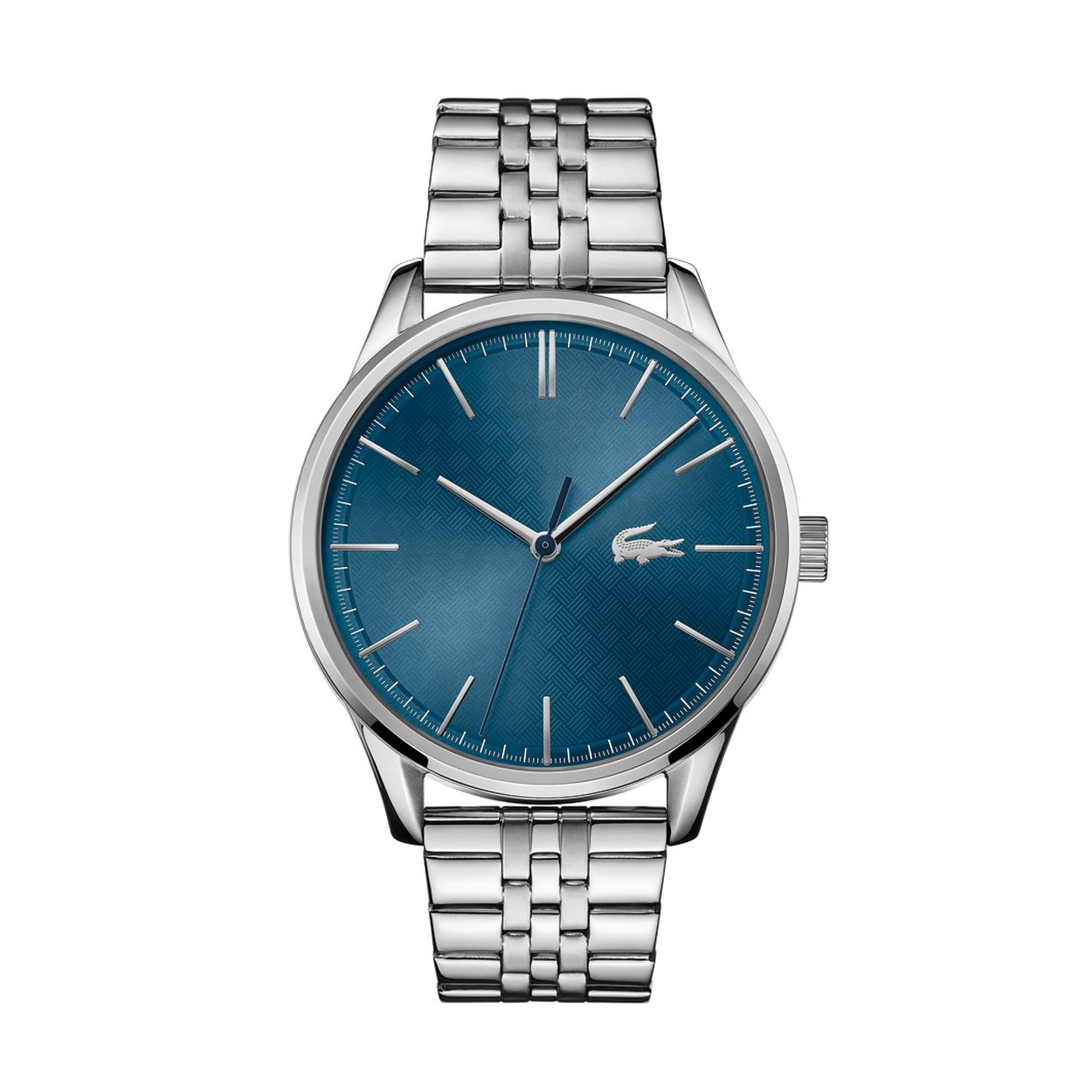 Lacoste LC2011049 VIENNA
Dit zilverkleurige horloge is speciaal voor heren en afkomstig van het merk Lacoste; het sportieve merk dat gekenmerkt wordt door het krokodillenlogo. Dit horloge bestaat uit een kast die gemaakt is van edelstaal met een fijntjes gepolijst oppervlak dat mooi glanst en een edelstalen horlogeband met meerdere schakels. Verder is de horlogeband voorzien een handige klepsluiting. Dit horloge is voorzien van een blauwe wijzerplaat met zilverkleurige streepjes als tijdsaanduidingen en zilverkleurige wijzers. Verder is de wijzerplaat voorzien van het bekende beeldmerkje in de vorm van een zilverkleurige krokodil. De kast heeft een diameter van 42mm en is voorzien van regen- en spatwaterdicht mineraalglas. Dankzij het Quartz uurwerk bent u verzekerd van een kwalitatief tijdstuk.