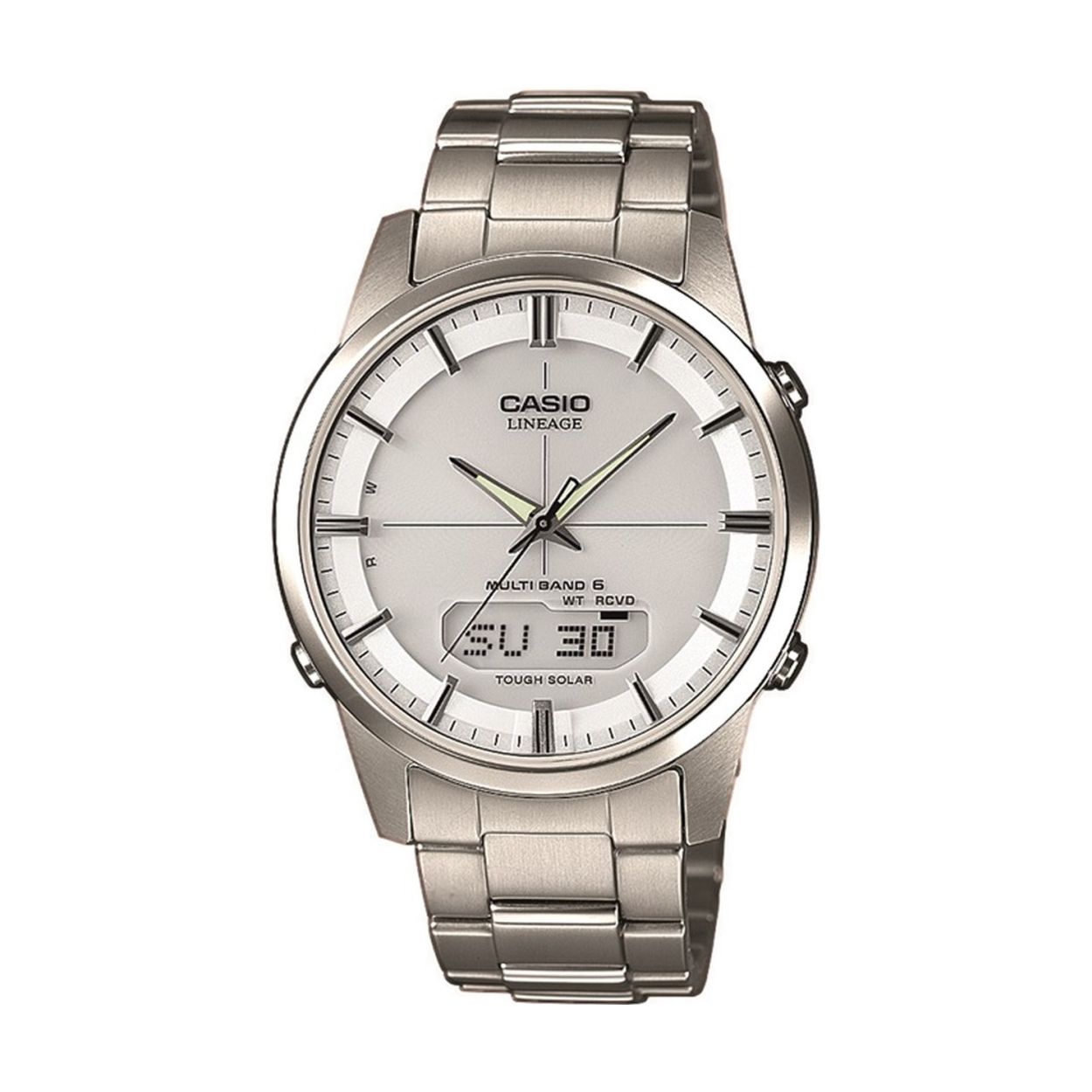Titanium kast en band, Radio Controlled, solar powered, Saffierglas krasbestendig Waveceptor Casio Lineage horloge