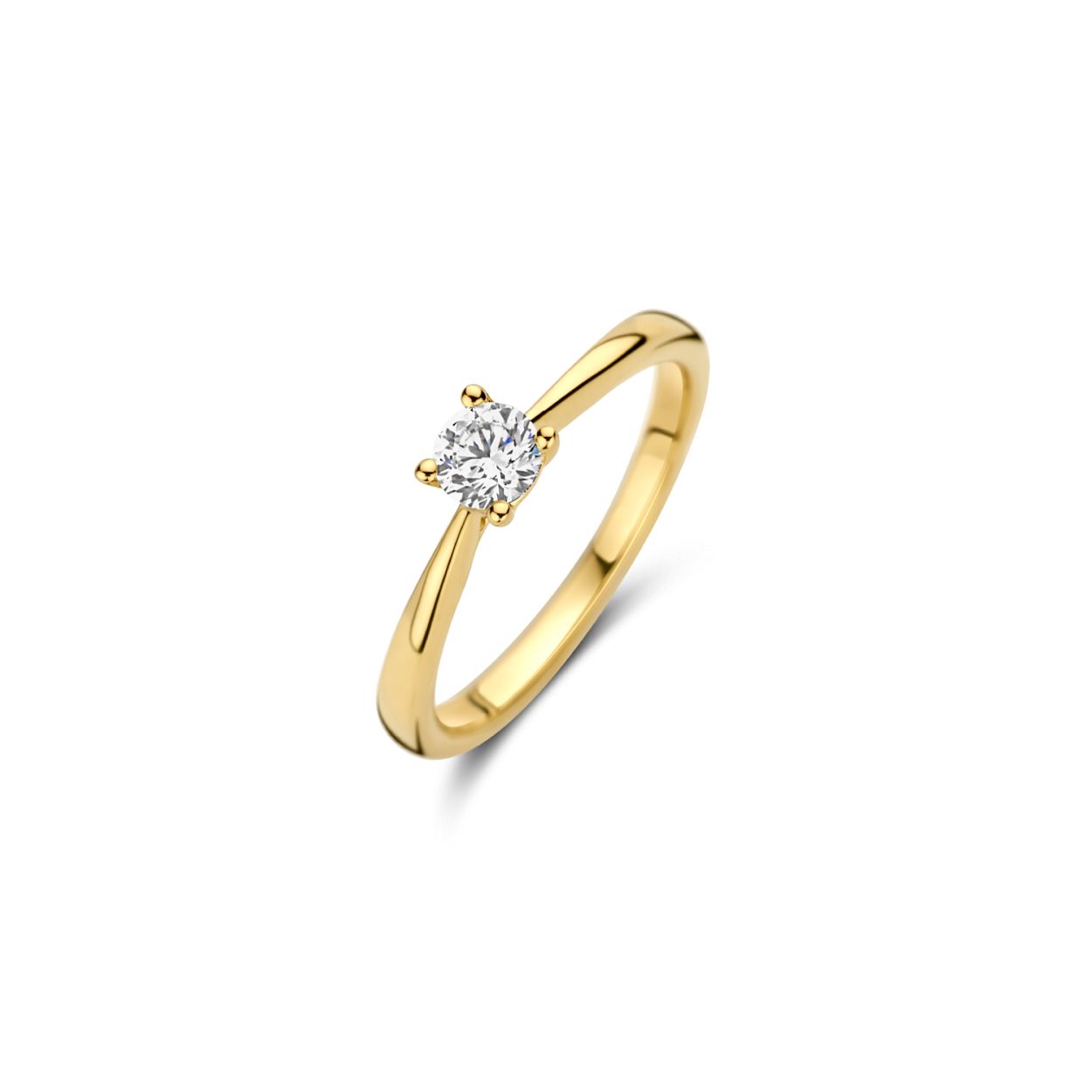 Gemaakt van 14k gecertificeerd gerecycled goud met lab grown diamant. Deze gouden Lab Diamonds ring is uitgevoerd in glanzend gepolijst geel goud en voorzien van een briljant geslepen Lab grown Diamant met een gewicht van 0,35 ct en een diameter van 4,5 mm. Wanneer je de ring solitair draagt, geeft de ring een elegante en vrouwelijke uitstraling. 