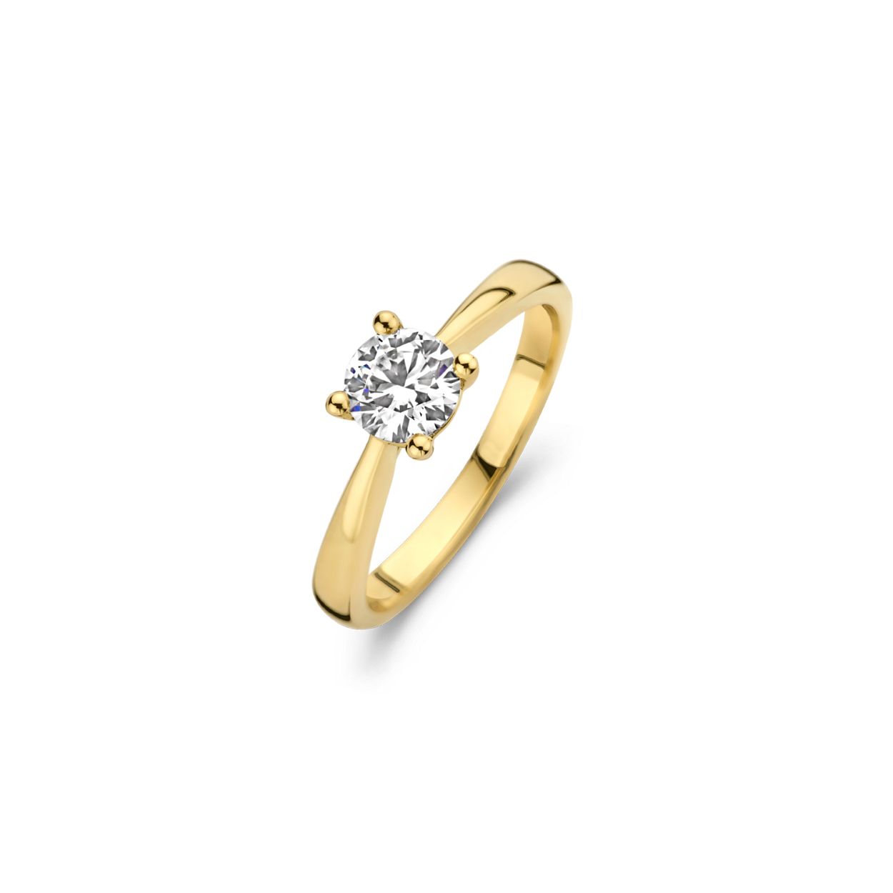 Gemaakt van 14k gecertificeerd gerecycled goud met lab grown diamant. Deze gouden Lab Diamonds ring is uitgevoerd in glanzend gepolijst geel goud en voorzien van een briljant geslepen Lab grown Diamant met een gewicht van 0,75 ct en een diameter van 6 mm. Wanneer je de ring solitair draagt, geeft de ring een elegante en vrouwelijke uitstraling.