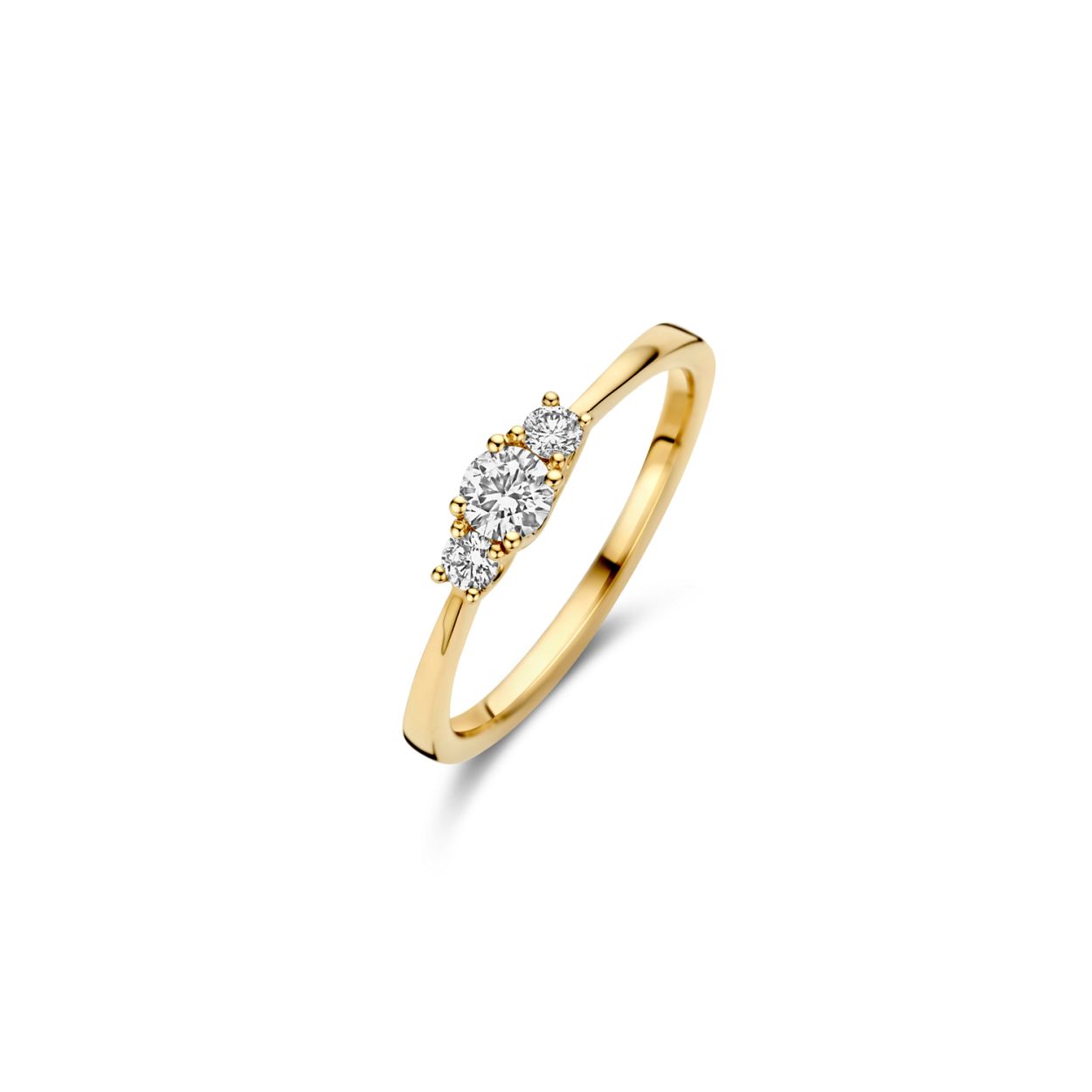 Blush Lab Diamonds - geelgouden damesring bezet met 3 briljant geslepen labgrown diamanten - LG1007Y/54