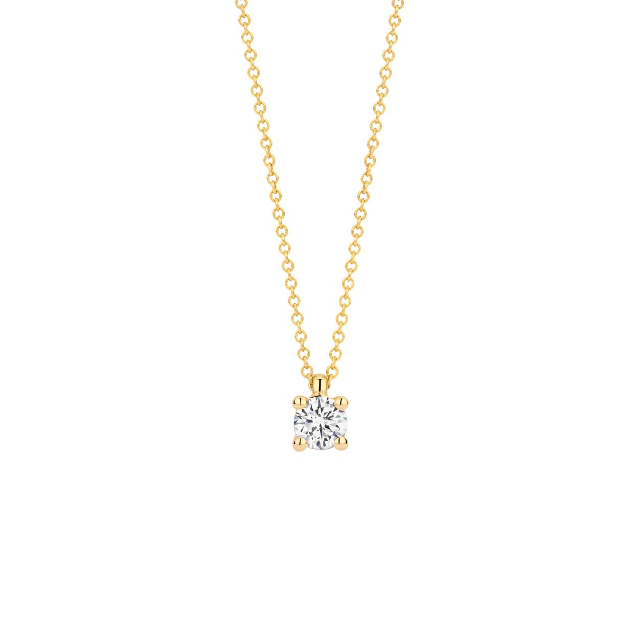 Gemaakt van 14k gecertificeerd gerecycled goud met lab grown diamant. Deze geelgouden Lab Diamonds ketting is uitgevoerd in glanzend gepolijst goud en is voorzien van een briljant geslepen lab grown diamant van 0,20ct met een doorsnede van 4 mm. De Lab Diamonds ketting heeft een klassieke uitstraling en is goed te combineren met een lab Diamonds ring of oorbellen.