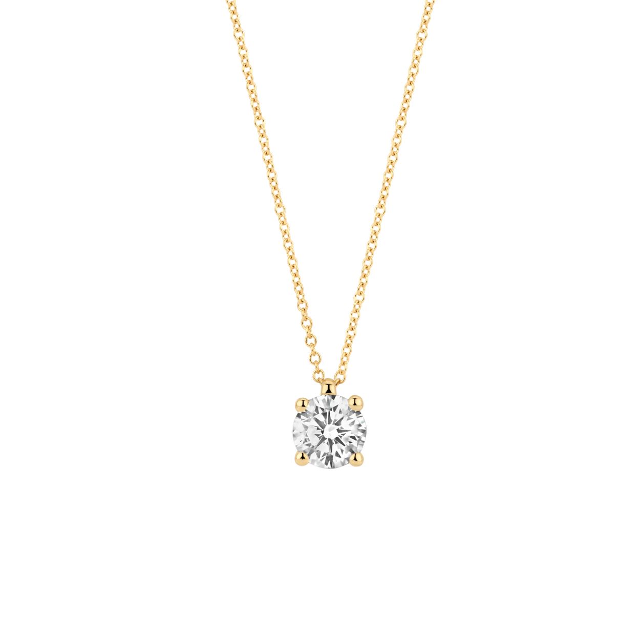 Gemaakt van 14k gecertificeerd gerecycled goud met lab grown diamant. Deze Lab Diamonds ketting is uitgevoerd in glanzend gepolijst goud en is voorzien van een briljant geslepen lab grown diamant van 0,45ct met een doorsnede van 5,2 mm. Deze ketting met hanger heeft een klassieke uitstraling en is goed te combineren met een lab Diamonds ring of oorbellen. 