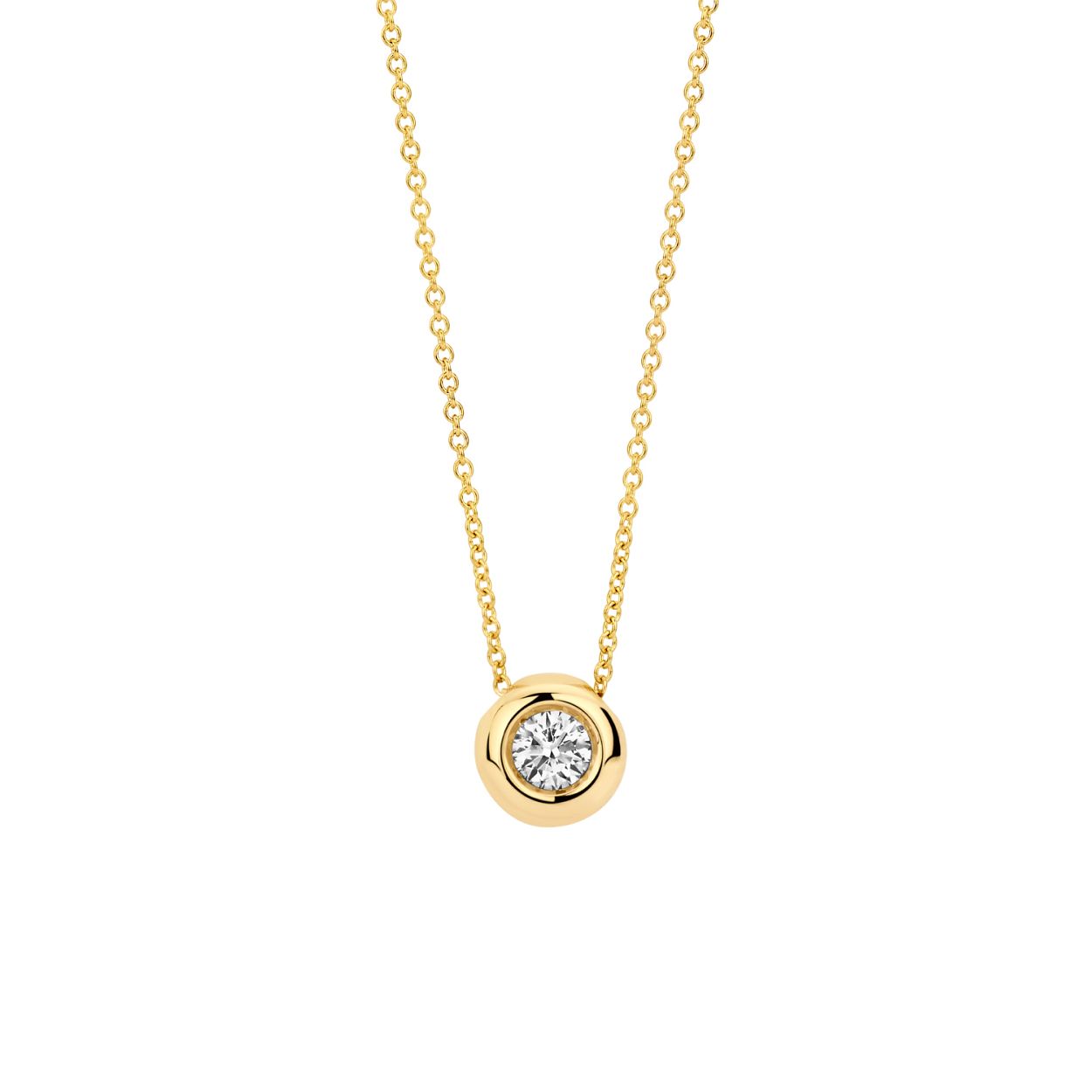 Blush Lab Diamonds - geelgouden collier 42cm incl. hanger bezet met 1 briljant geslepen labgrown diamant - LG3006Y