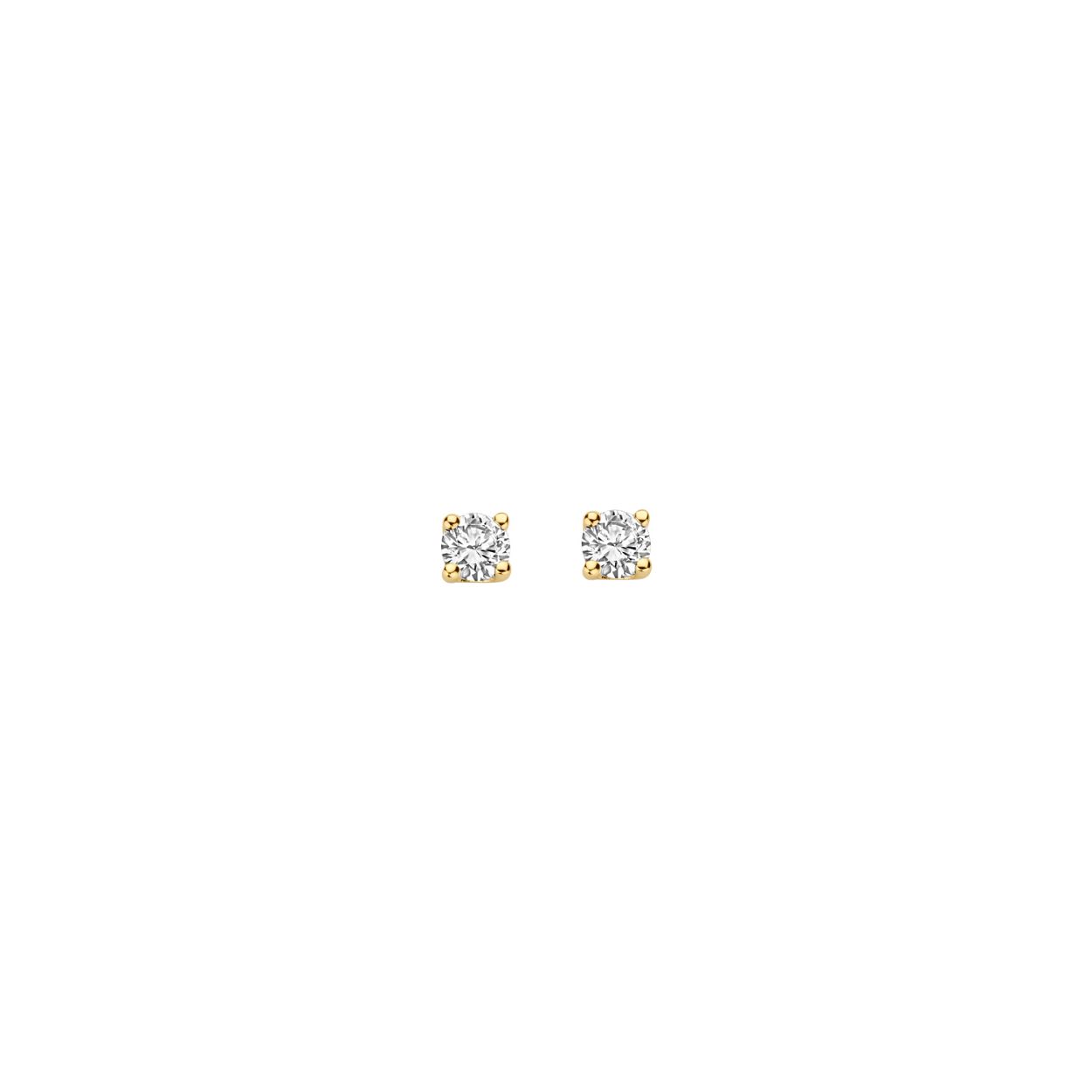 gouden Blush oorstekers, 4poot+ 2x0.10ct LG diamant