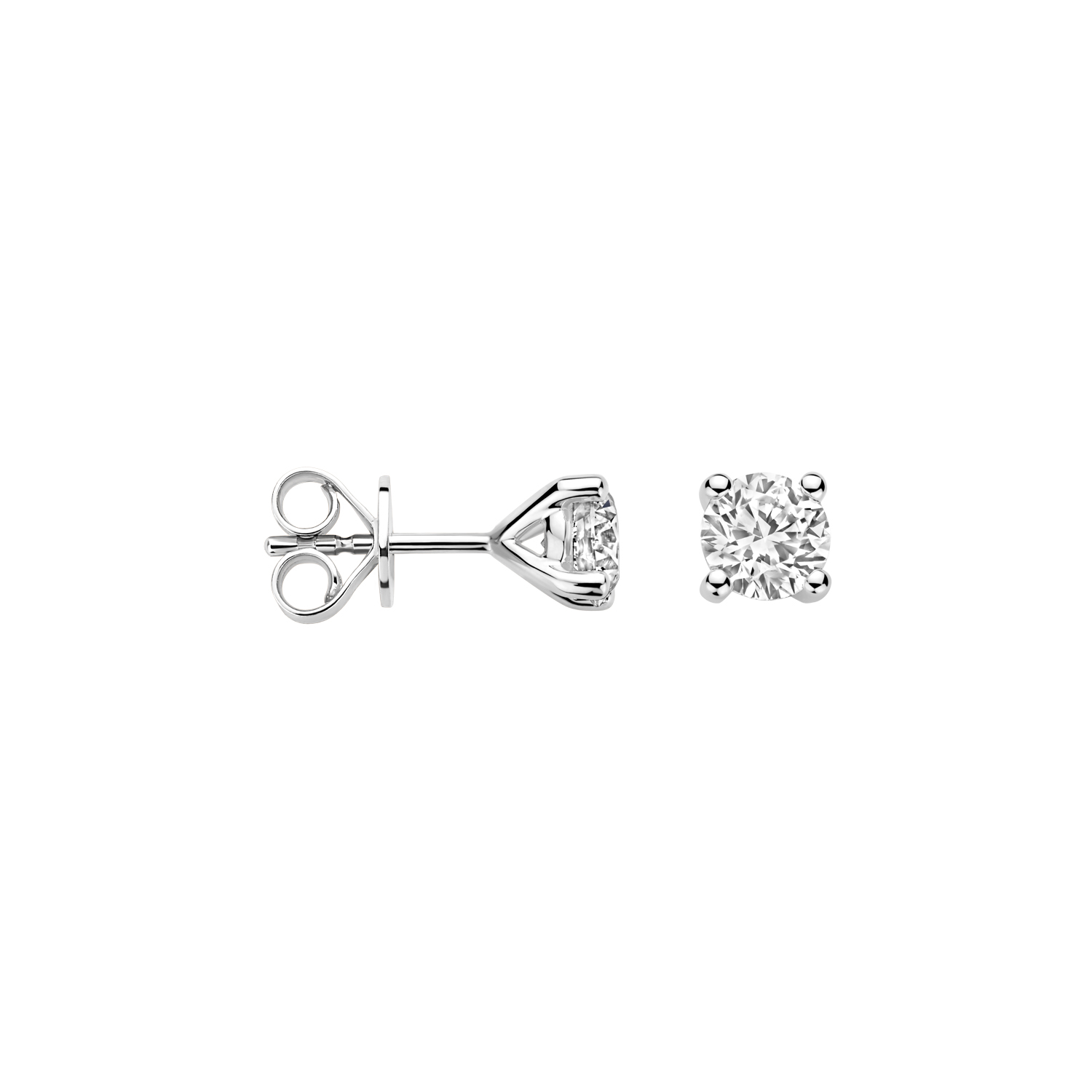 witgouden Blush oorstekers, 4poot 2x0.45ct LG diamant