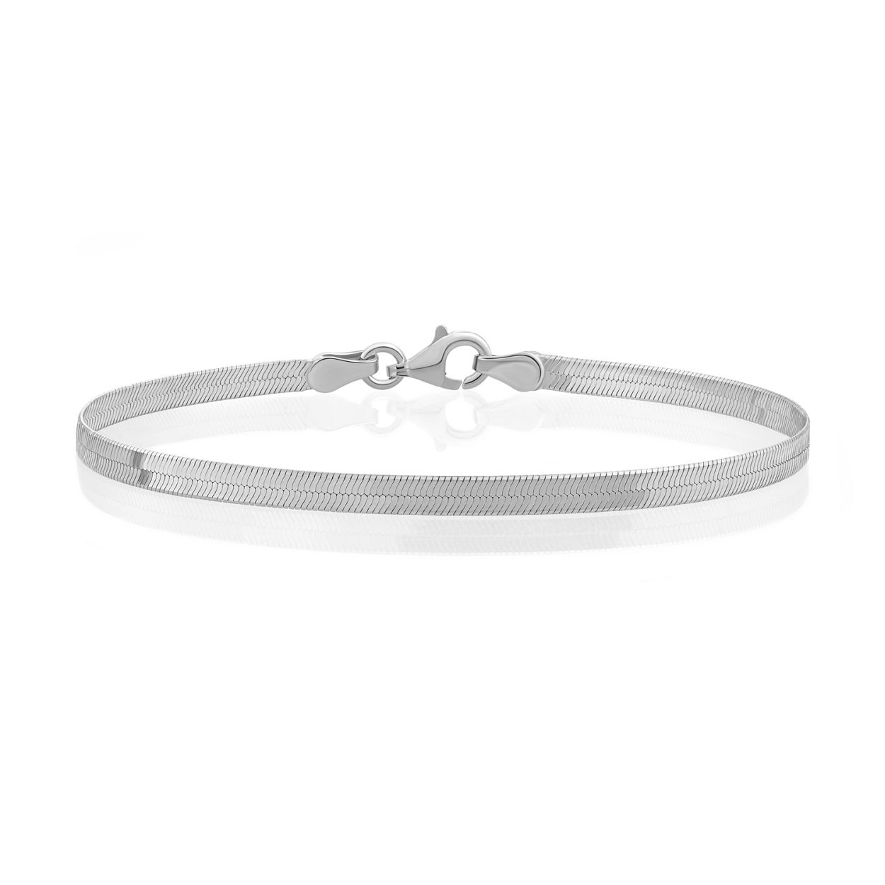 Link Armband - Visgraat schakels rhodium plated - Zilver - 19cm
