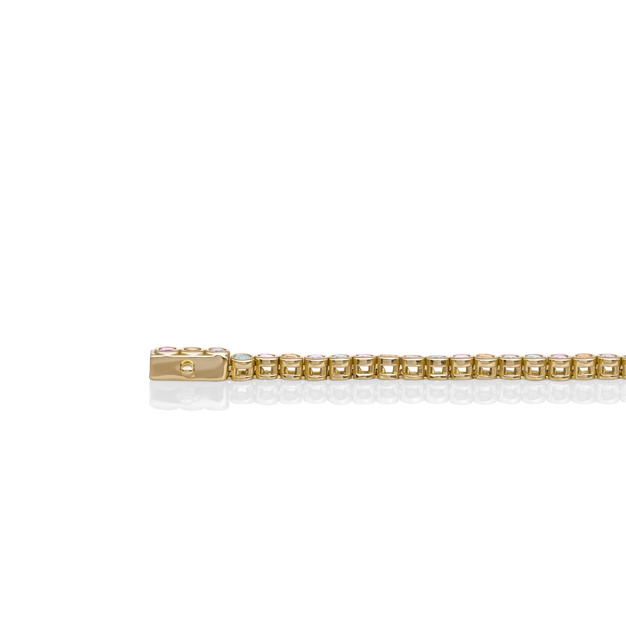 Armband | Tennis Round Multi CZ Goud plated - Zilver - Large