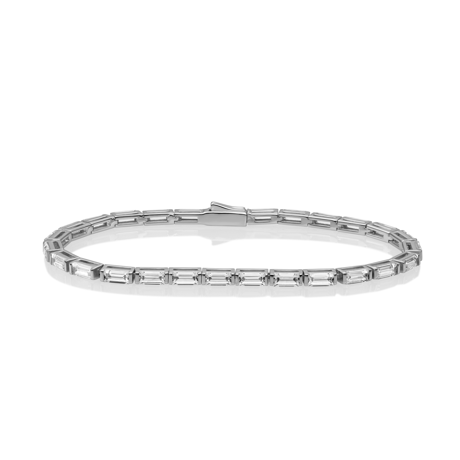 armband tennis baquette gerhodineerd zilver