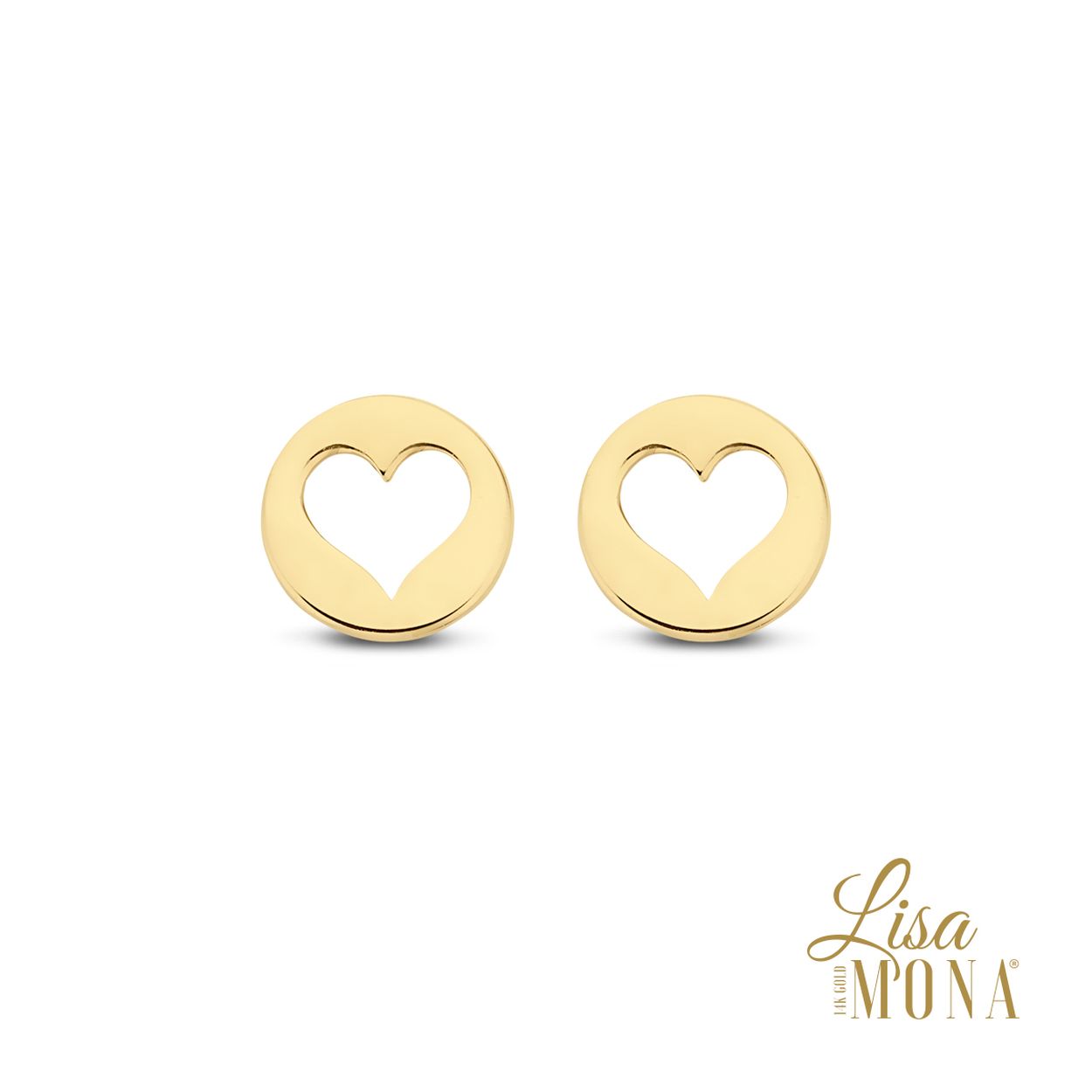 14K Geel Goud Oorringen Open Hart 7MM