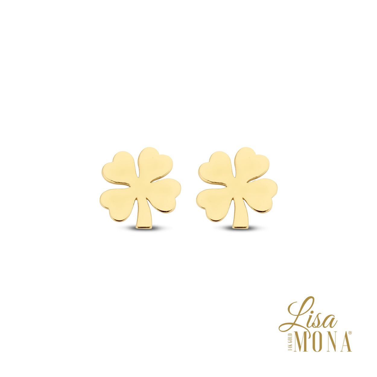 14 kt gouden oorstekers van het merk Lisa Mona
Klavertje vier: 6 mm
