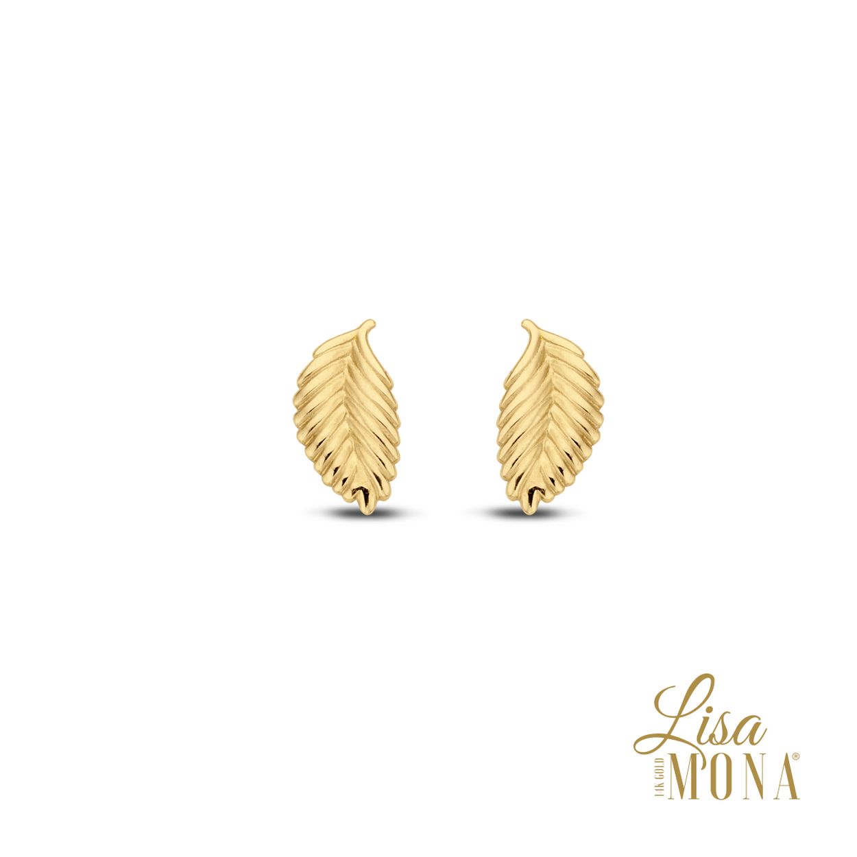 14K Geel Goud Oorringen Blaadje 7x3MM