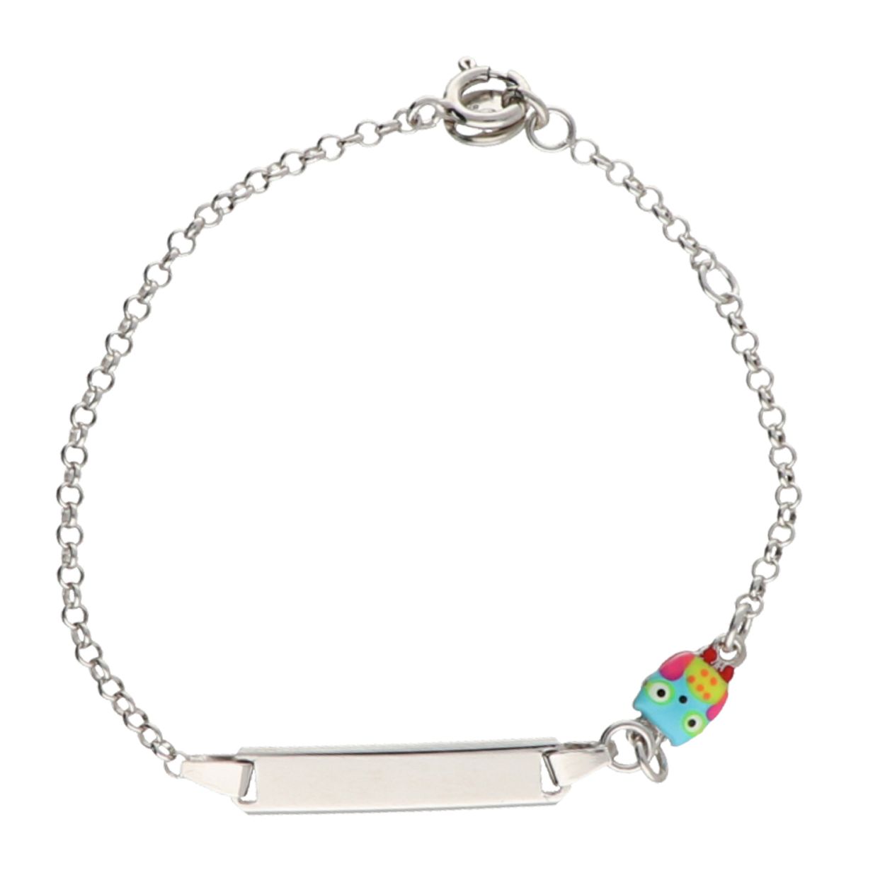 Lapetra naamplaat armband met emaille uil
Lengte: 16cm