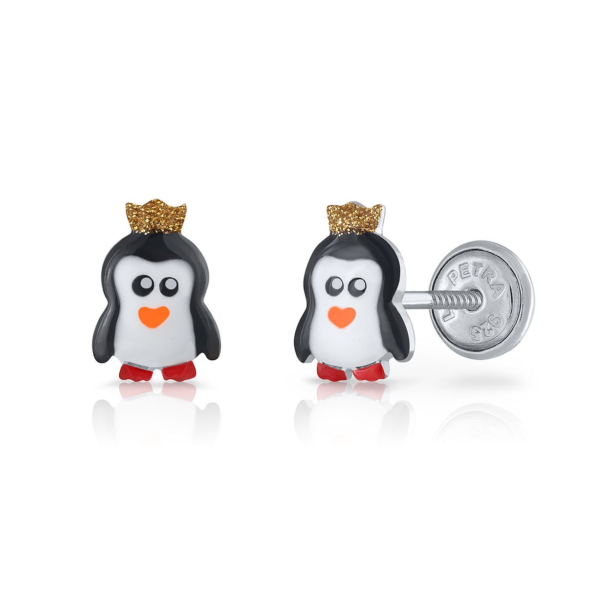 Oorknopjes - Pinguin - 925 sterling zilver - Schroefsluiting