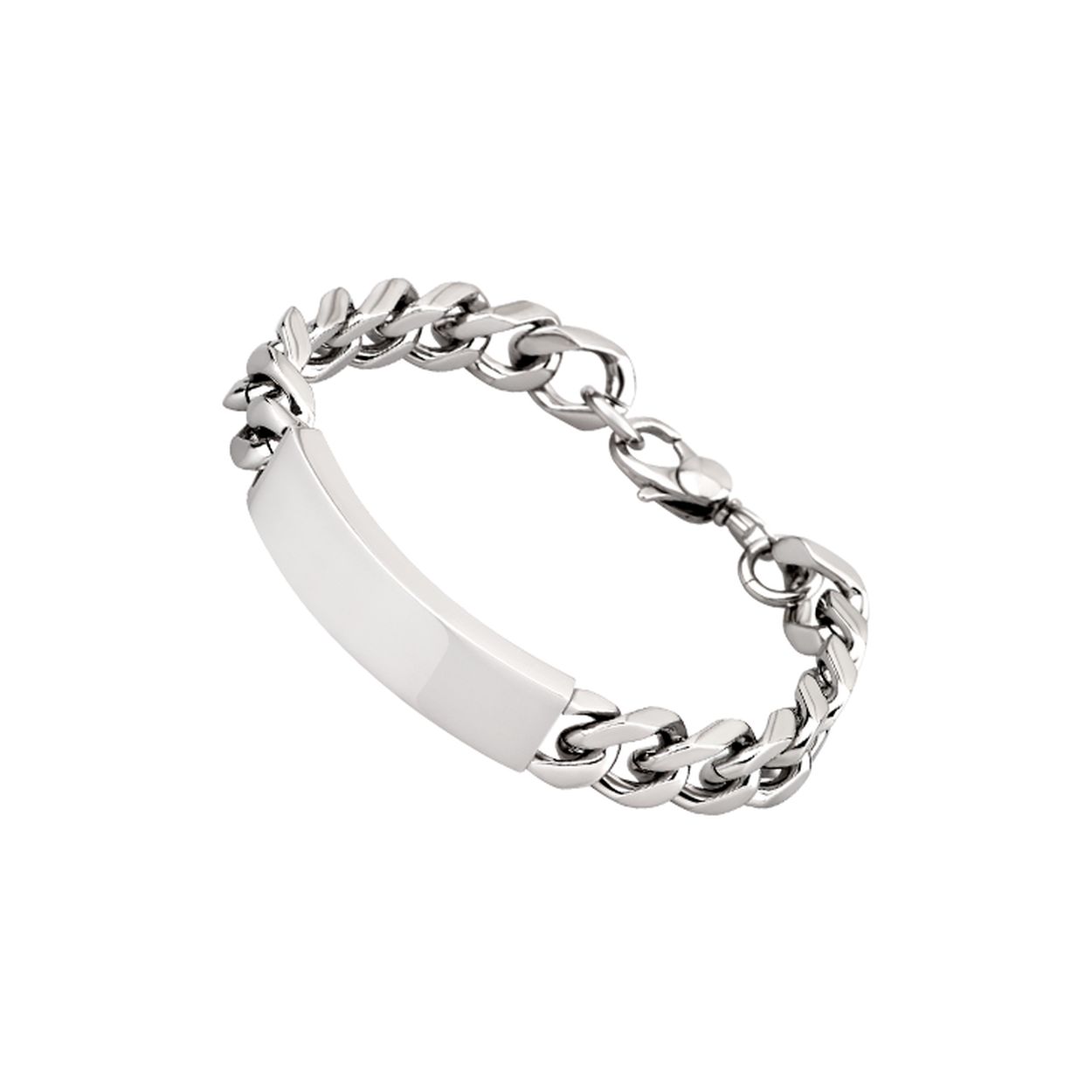 Stalen armband met naamplaat - Deze armband kan gegraveerd worden, neem contact op met ons voor de gravure - Lengte armband: 21 cm