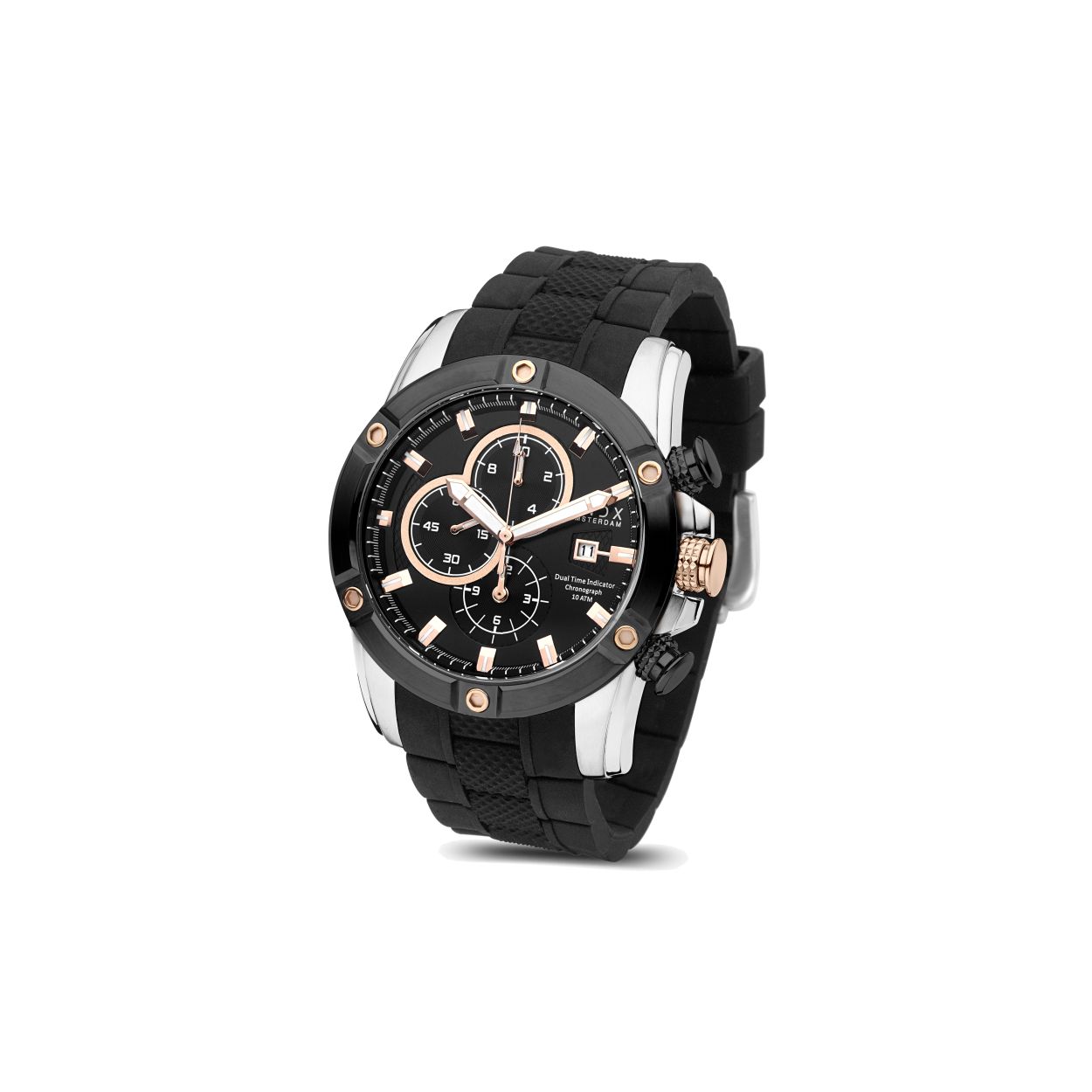 De Young Rebel Big Boy, het horloge dat jou rebelse kant ondersteunt. Zijn schitterende, stoere kast van 46 mm haalt het speelse in je naar boven. De roestvrijstalen kast is massief en past perfect om de pols van een Young Rebel!

Zijn stijlvolle zwarte wijzerplaat bevat verschillende chronograaf functies, waaronder een stopwatch en een datum aanduiding. De massieve multifunctionele kast past perfect om de pols, door de stevige rubberen band is de band eenvoudig op maat te dragen.

De Young Rebel is gemaakt om samen met zijn eigenaar rebelse paden te bewandelen. Zo is het horloge 10 ATM waardoor je er eenvoudig mee het water in kan. Besluit jij in een rebelse nacht het water in te springen, ook dan zal je Young Rebel je door zijn lichtgevende wijzers ten alle tijden op de hoogte houden van de tijd.

Zo zorgt VNDX ervoor dat Young Rebels nooit te laat zijn nieuwe herinneringen te creëren.