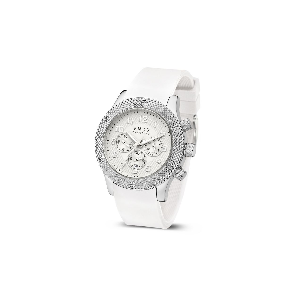 Wit past iedereen. Je kunt dit horloge dragen als je een baas bent in je werk, maar ook als je een baas bent in uitgaan. Gemaakt van stevig roestvrijstaal en een stijlvolle witte wijzerplaat. Met dit horloge laat je zien wie de baas is. Wees je eigen baas. Never too late!