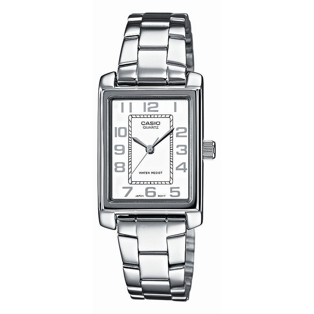 Dit dameshorloge is van het merk Casio. Het is een analoog horloge gemaakt van edelstaal
De verdere specificaties van het horloge zijn als volgt:
Glassoort: mineraal
Kastmateriaal: edelstaal
Waterdichtheid: 3 ATM
Kastkleur: Zilver
Bandmateriaal: Edelstaal
Bandkleur: Zilver
Kastmaat: 21
Wijzerplaatkleur: Wit
Kastvorm: Rechthoek
Sluiting: Druksluiting