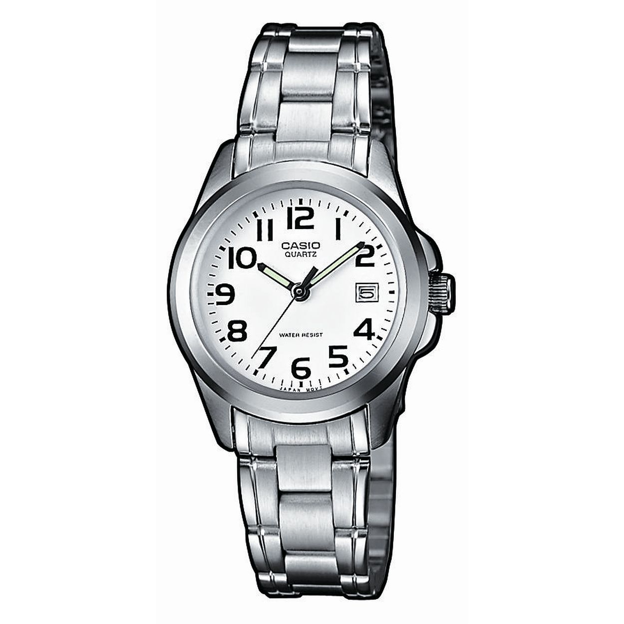 Dit dameshorloge is van het merk Casio. Het is een analoog horloge gemaakt van edelstaal
De verdere specificaties van het horloge zijn als volgt:
Glassoort: mineraal
Kastmateriaal: edelstaal
Waterdichtheid: 3 ATM
Kastkleur: Zilver
Bandmateriaal: Edelstaal
Bandkleur: Zilver
Kastmaat: 28
Wijzerplaatkleur: Wit
Kastvorm: Rond
Sluiting: Druksluiting