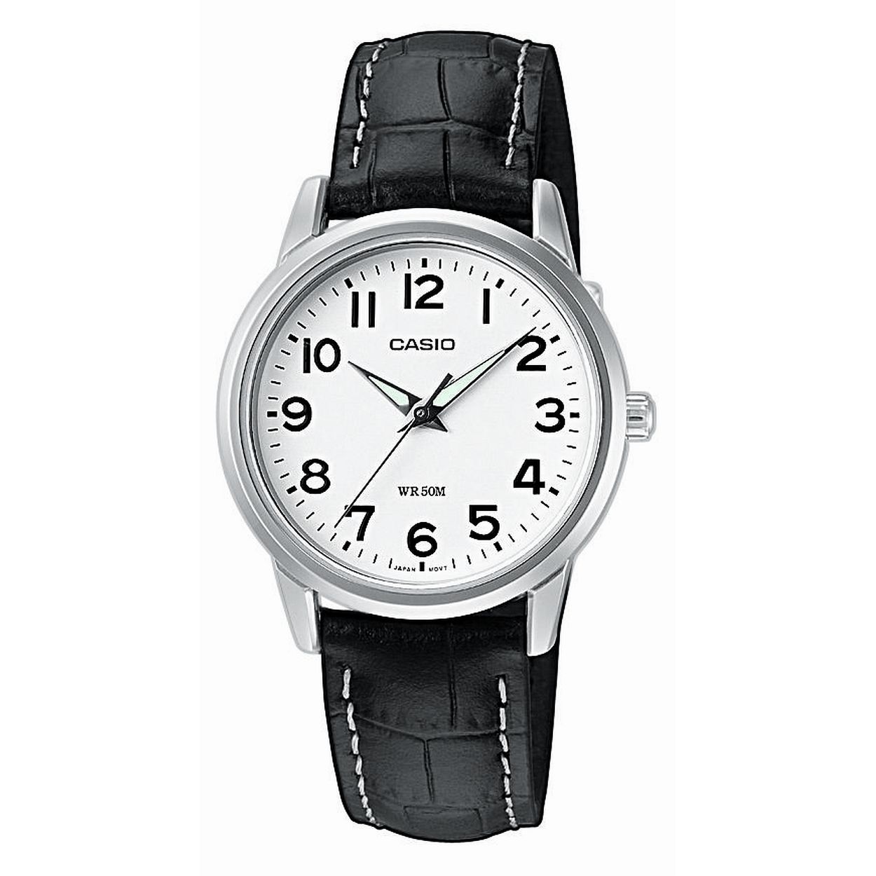 Dit dameshorloge is van het merk Casio. Het is een analoog horloge gemaakt van edelstaal
De verdere specificaties van het horloge zijn als volgt:
Glassoort: mineraal
Kastmateriaal: edelstaal
Waterdichtheid: 5 ATM
Kastkleur: Zilver
Bandmateriaal: Leer
Bandkleur: Zwart
Kastmaat: 30
Wijzerplaatkleur: Wit
Kastvorm: Rond
Sluiting: Gesp