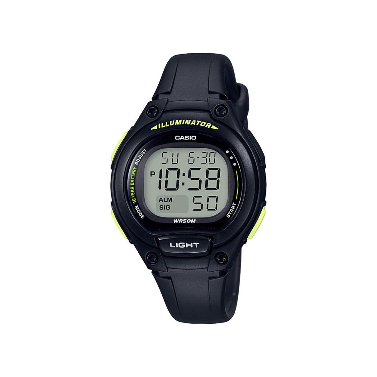Casio uurwerk met referentie LW-203-1BVEF - Dit horloge heeft de volgende functies: LED lampje, Dagalarm, Automatische kalender, 12/24-uurs tijdweergave, Stopwatchfunctie - 1/100 sec. - 24 uur, Tweede tijdzone - Meer informatie in de omschrijving