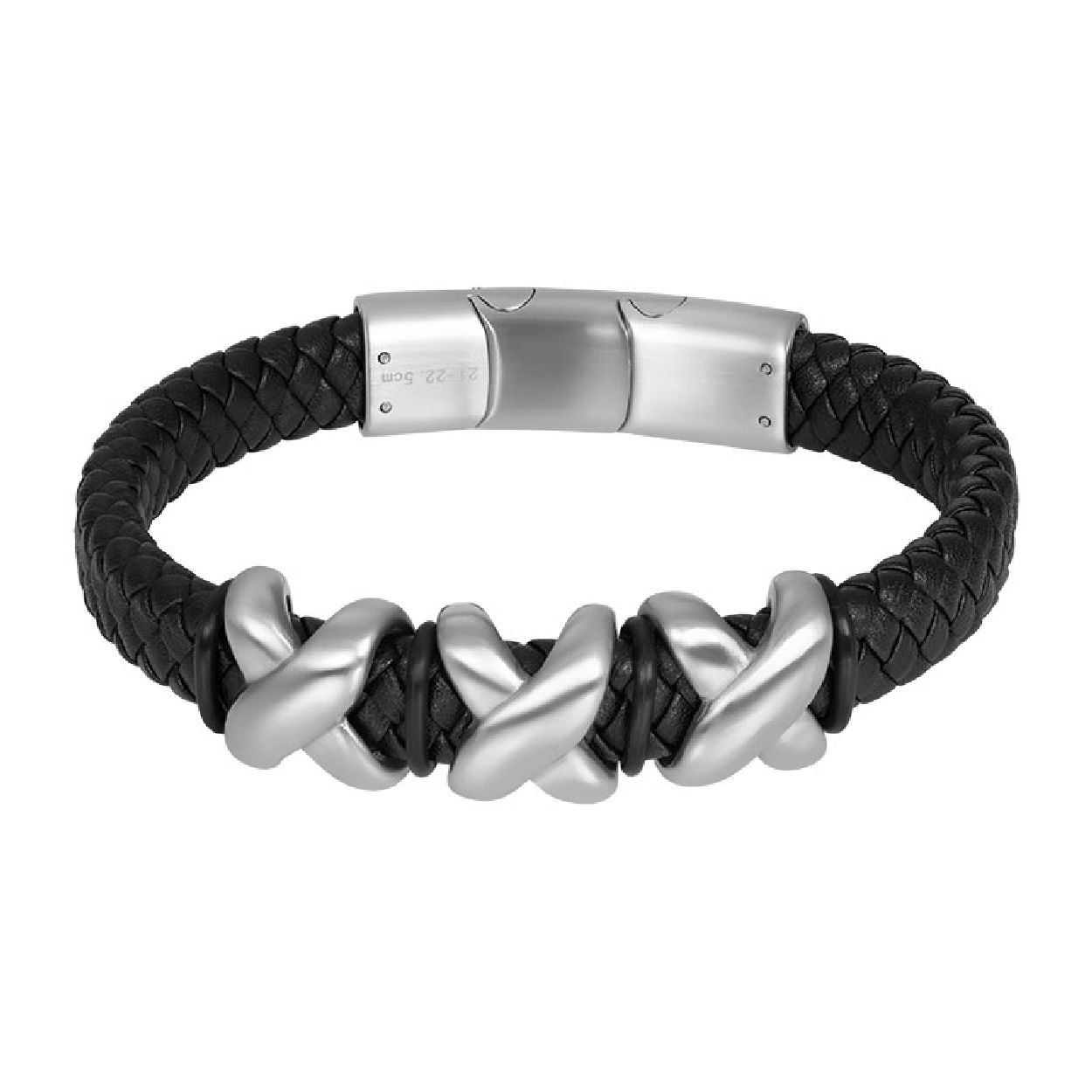 Deze armband is van het merk iXXXi Jewelry. Het herensieraad is zilver van kleur. De armband is 205 millimeter.