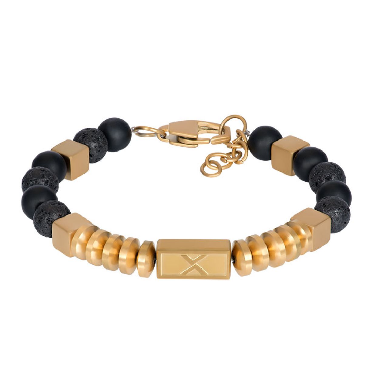 Deze armband is van het merk iXXXi Jewelry. Het herensieraad is goud van kleur. De armband is 990 millimeter.