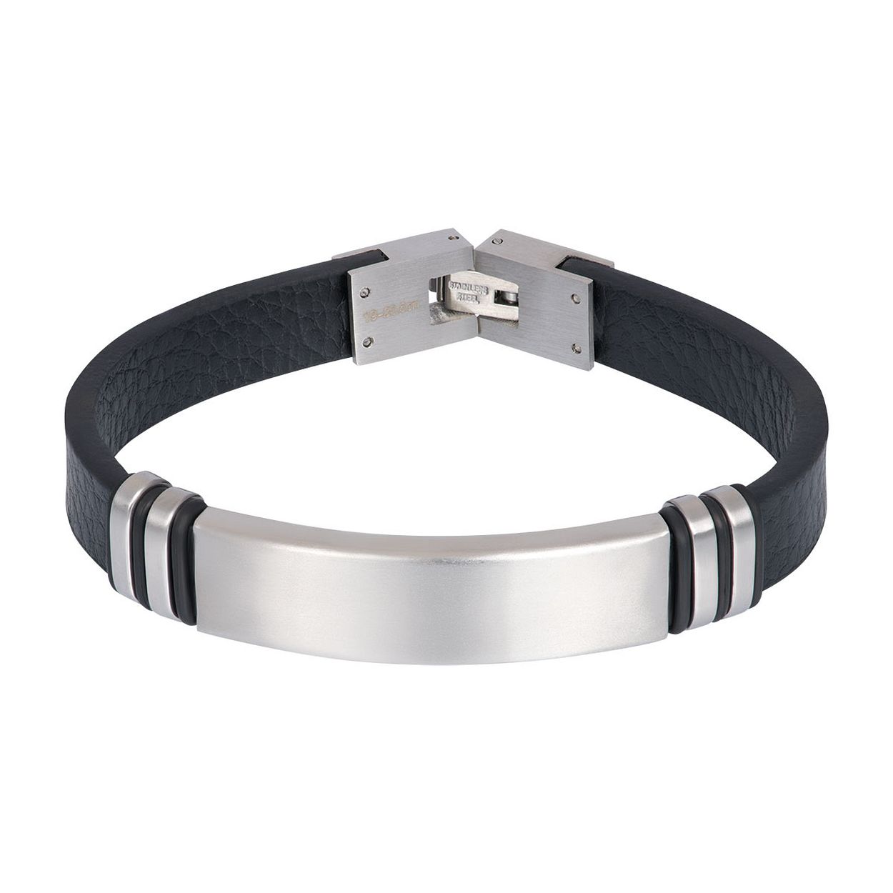 De iXXXi MEN armband North bestaat uit een combinatie van zwart leder en mat zilverkleurige details gemaakt van stainless steel. De bracelet bestaat uit een gladde, platte leren band en is in het midden van de armband voorzien van een gladde, stalen plaat in de kleuren mat zilver en zwart. Bracelet North is voorzien van een hoekige, mat zilverkleurige sluiting gemaakt van stainless steel. De iXXXi heren armband is verkrijgbaar in de maten 19 - 20,5 en 21 - 22,5. Mix en match met verschillende armbanden uit de iXXXi MEN collectie en maak zo jouw look compleet!