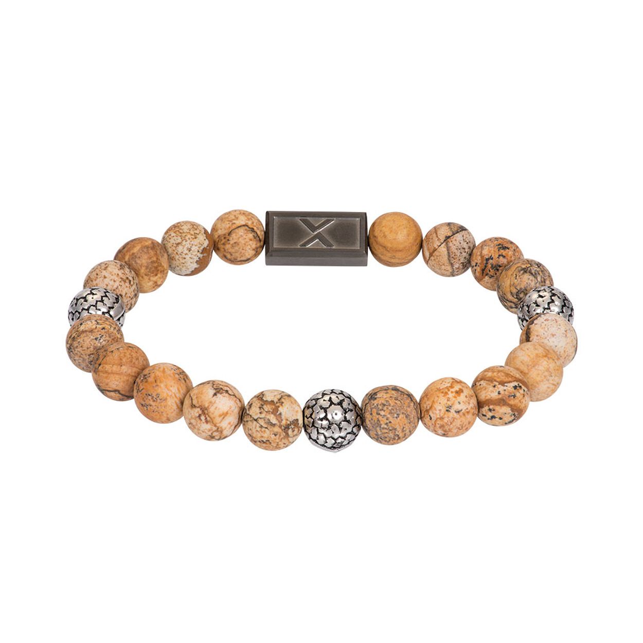 De iXXXi Men armband Max bestaat uit een combinatie van stainless steel in de kleur gun color en lichtbruin kleurige kralen. De bracelet is een kralen armband die bestaat uit allemaal unieke lichtbruin kleurige kralen, met ieder een eigen kleurdesign en een aantal stalen details. In het midden van de armband bevindt zich een rechthoekig detail met een 'X' erop gegraveerd. De iXXXi heren armband Max is door middel van elastiek draagbaar in maat 20 t/m 23. Mix en match met verschillende armbanden uit de iXXXi Men collectie en maak zo jouw look compleet!

Gemaakt van duurzaam stainless steel.
Verkleurt niet en geeft niet af op de huid.
Nikkel vrij
Hypo-allergeen
