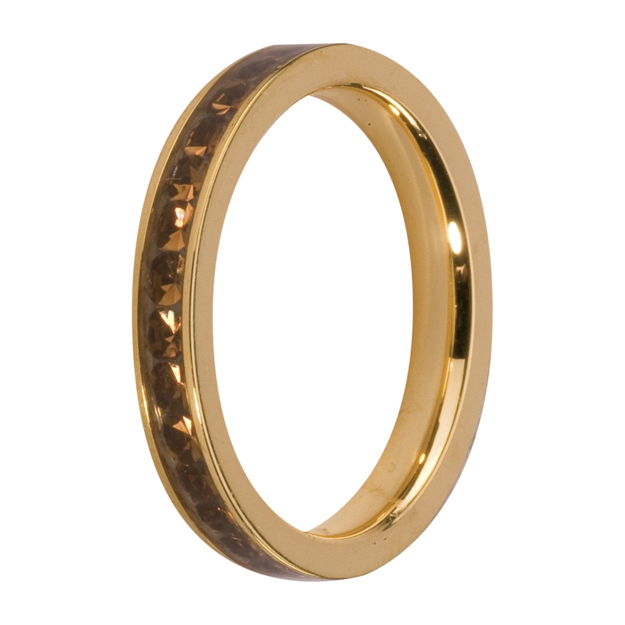 MelanO Friends Eva CZ ring - dames - goudkleurig + coffee - maat 56