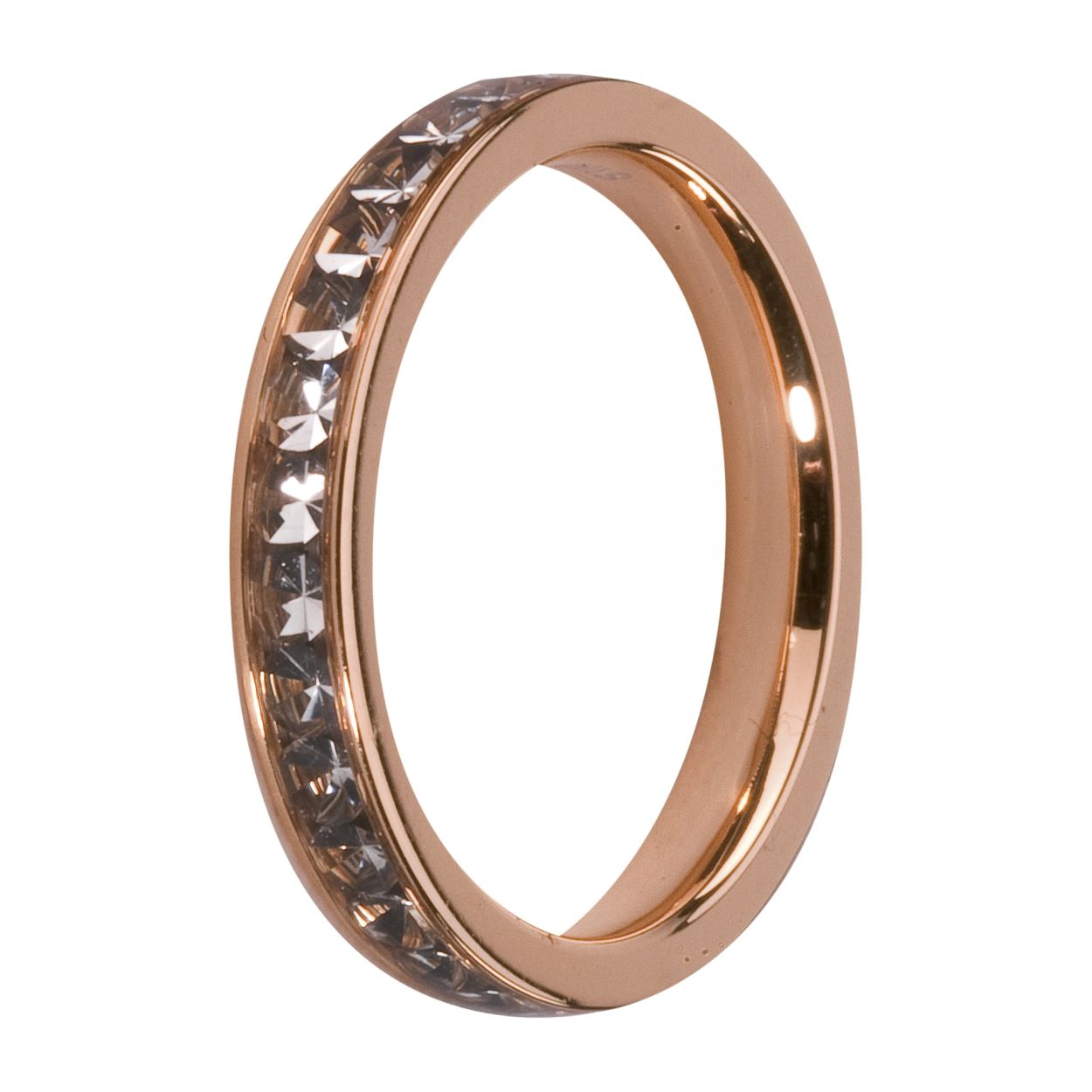 MelanO Friends Eva CZ ring - dames - ros�goudkleurig + zwart diamant - maat 56