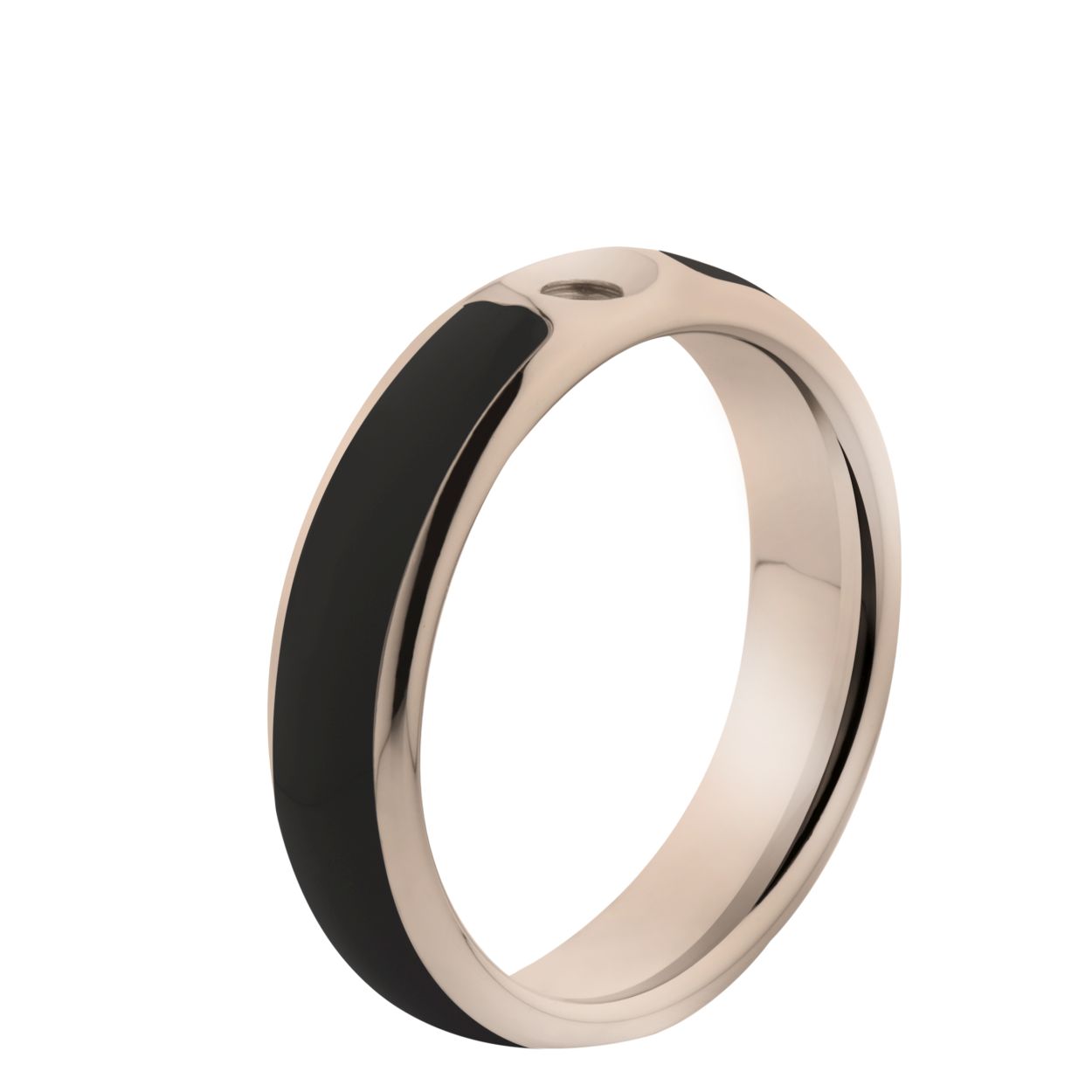 MelanO Twisted Tracy resin ring - dames - rosegoldplated + black resin - 5mm - maat 54