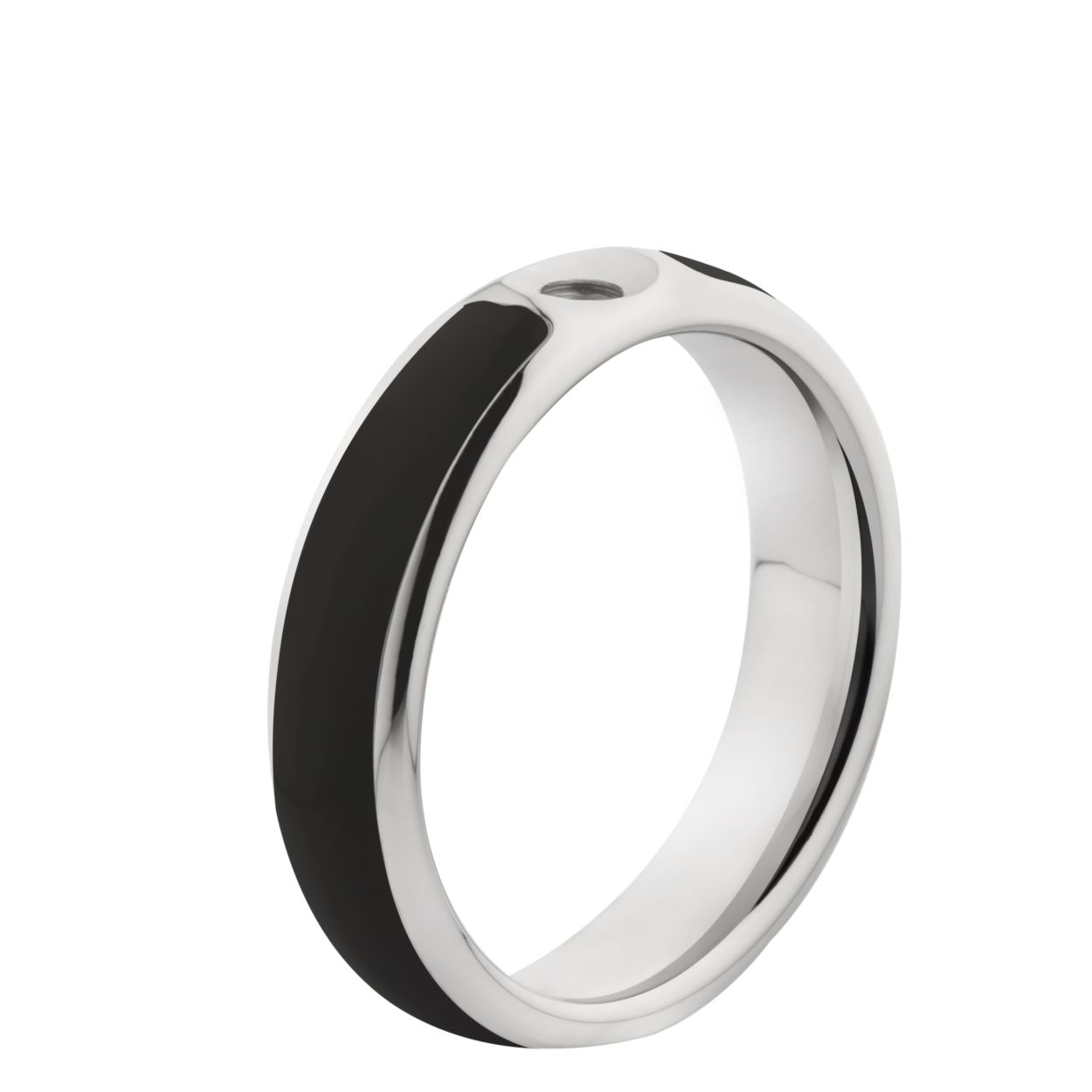 MelanO Twisted Tracy resin ring - dames - stainless steel+ black resin - 5mm - maat 52
