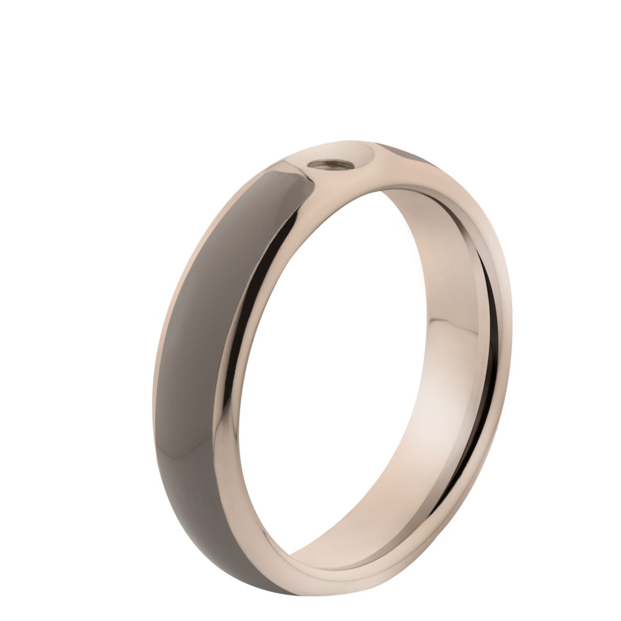 MelanO Twisted Tracy resin ring - dames - rosegoldplated + taupe resin - 5mm - maat 61